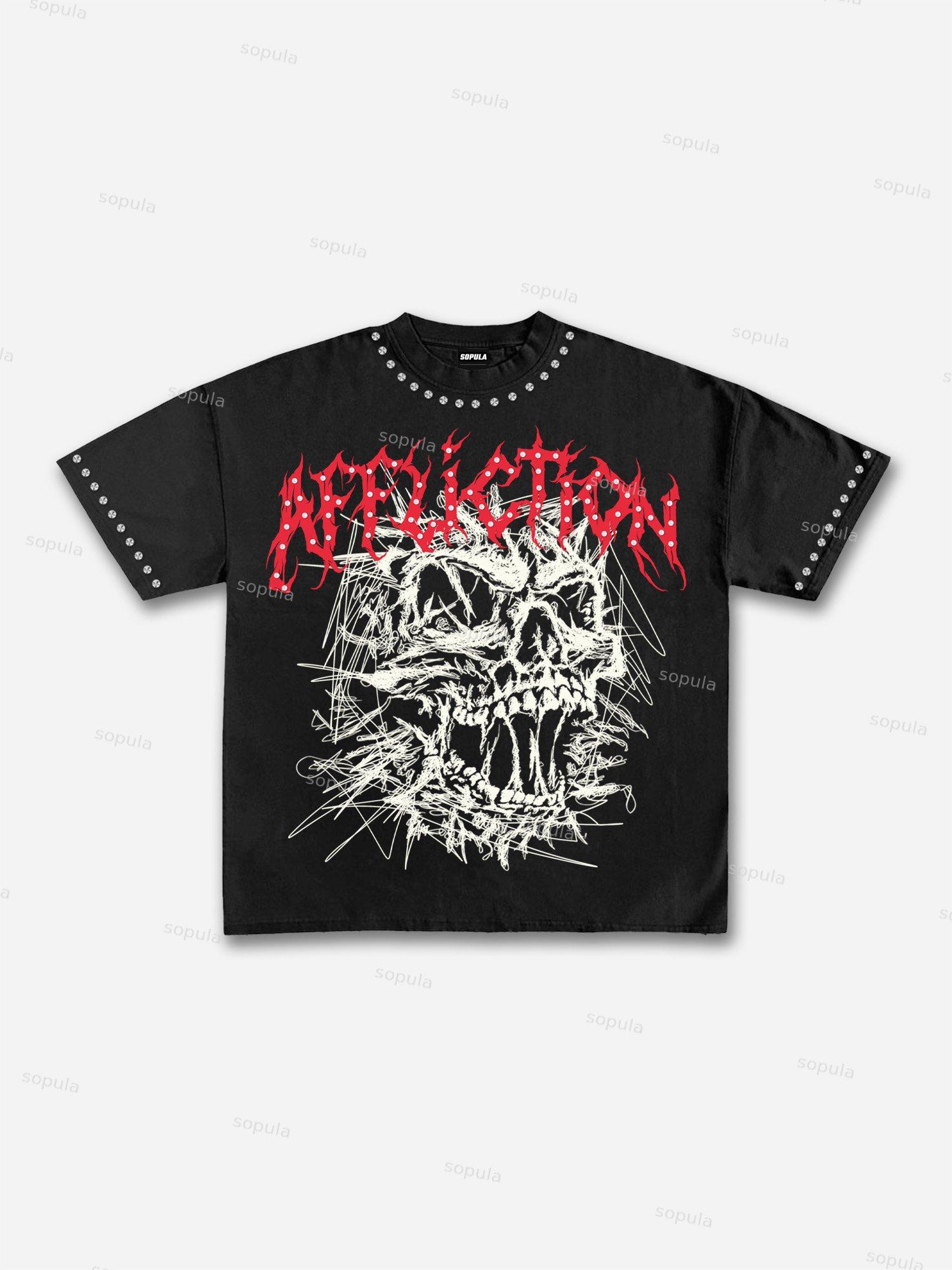 Affliction Sketch Skull Vintage Graphic Cotton T-shirt Product Image