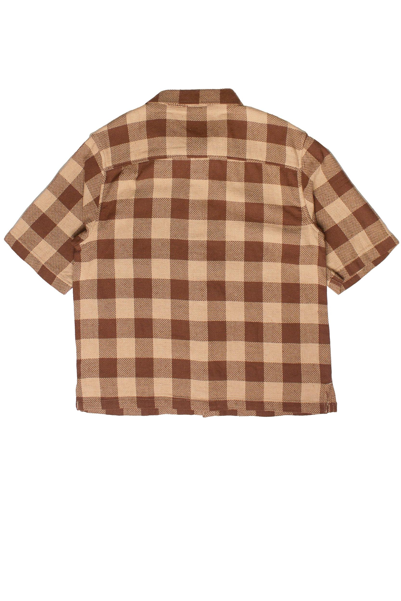 Brown Check Woven Knit Button Up Shirt Product Image
