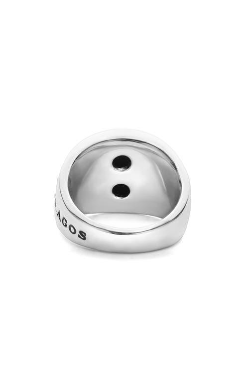 Mens Sterling Silver Anthem Black Agate Oval Band Ring, 14x12mm Product Image