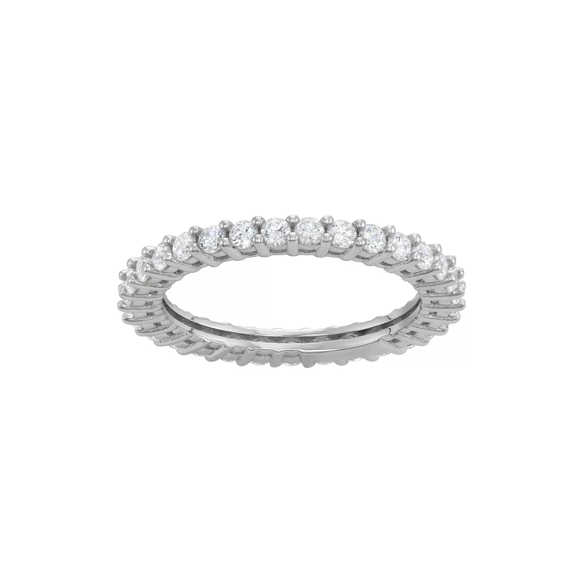 Contessa Di Capri Cubic Zirconia Round Cut Eternity Band Ring, Women's, Size: 8, Sterling Silver Product Image