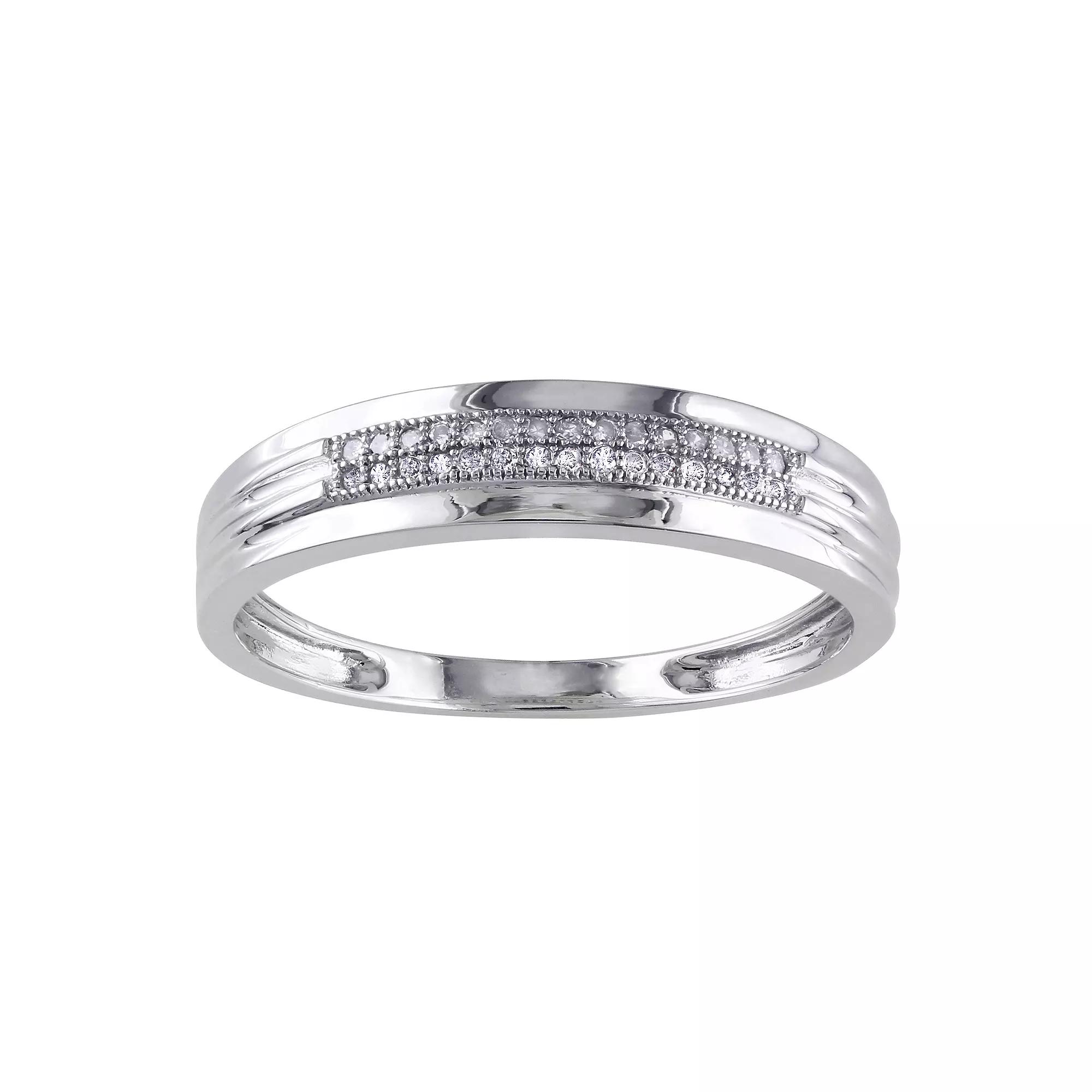 Stella Grace Men's Two Tone Sterling Silver 1/10 Carat T.W. Diamond Fashion Ring Product Image