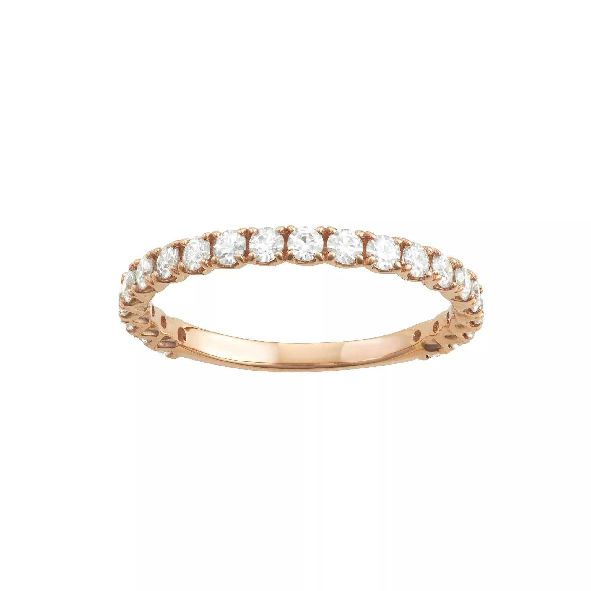 Charles & Colvard 14k Gold 3/4 Carat T.W. Lab-Created Moissanite Wedding Band, Women's, Size: 6, Pink Product Image