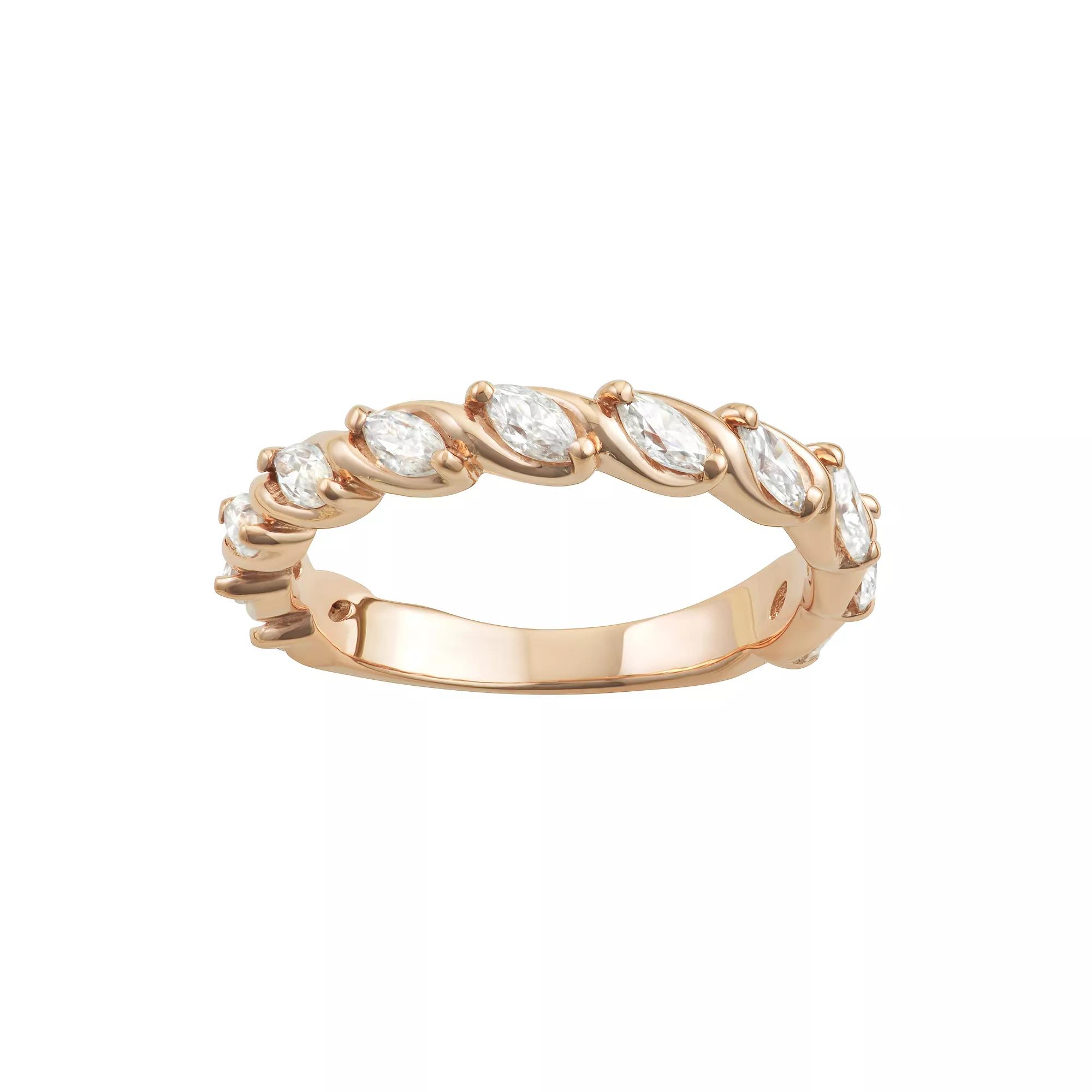 Charles & Colvard 14k Gold 3/4 Carat T.W. Lab-Created Moissanite Marquise Twisted Band, Women's, Size: 5, Pink Product Image