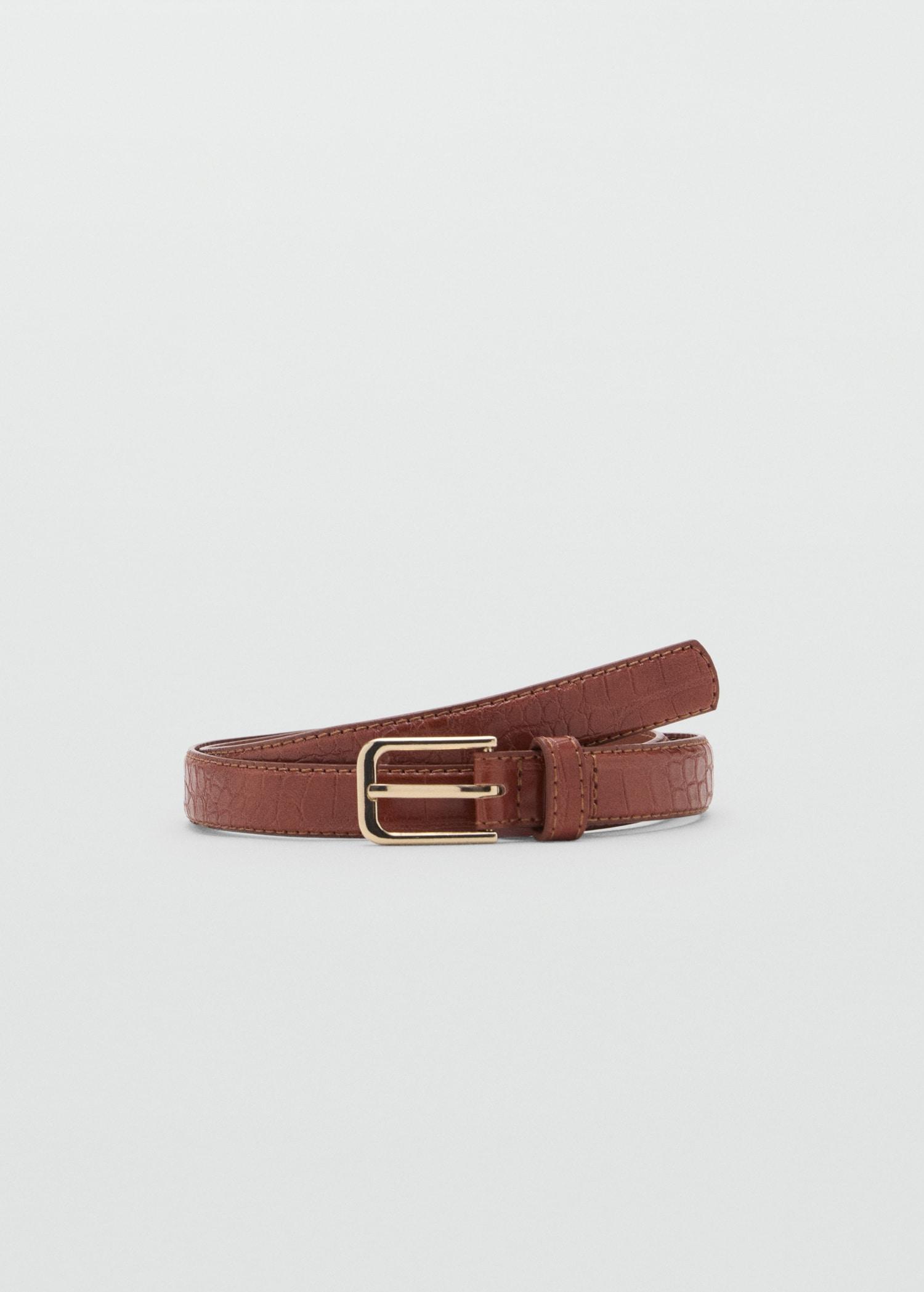 Fine croco leather-effect belt - Women | MANGO USA Product Image