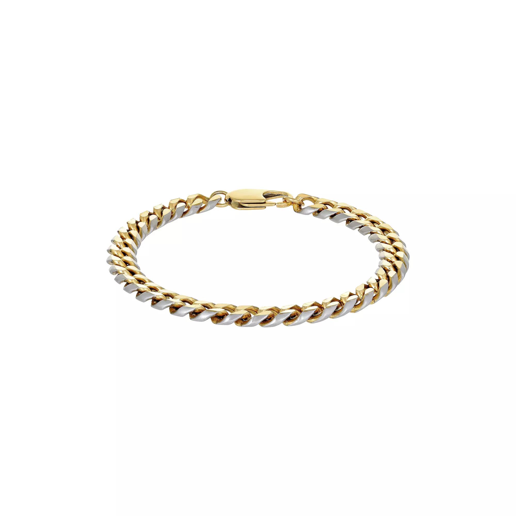 LYNX Stainless Steel Curb Chain 8.5" Bracelet, Men's, Gold Tone Product Image