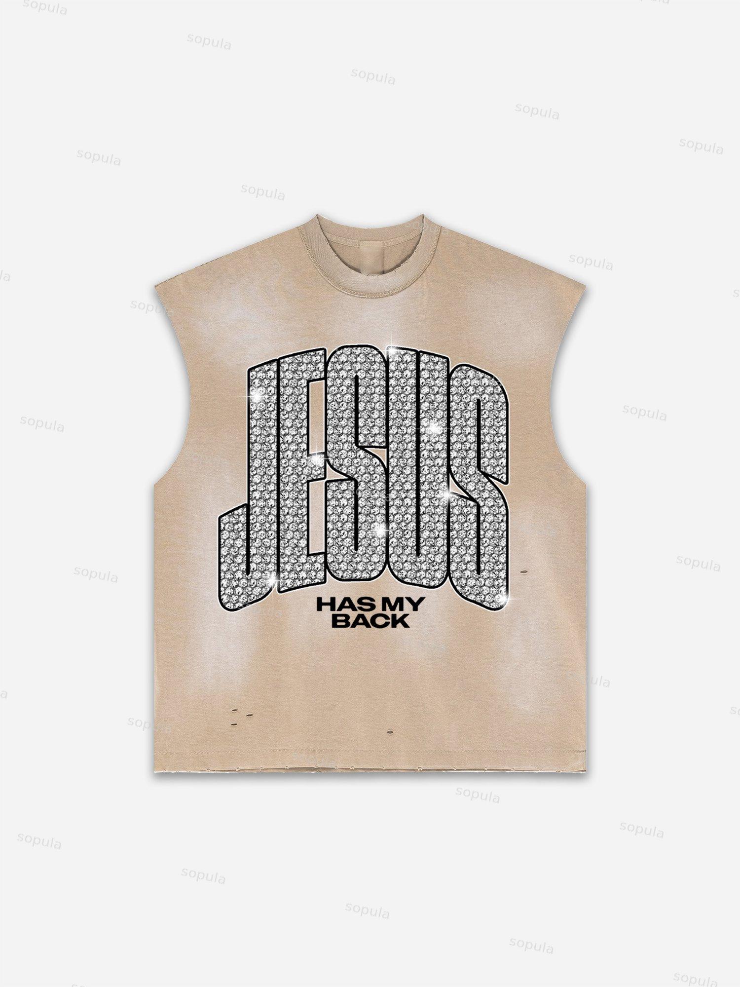 Sopula Men's Lips Graphic Print Distressed Tank Tops Sleeveless Shirts Product Image