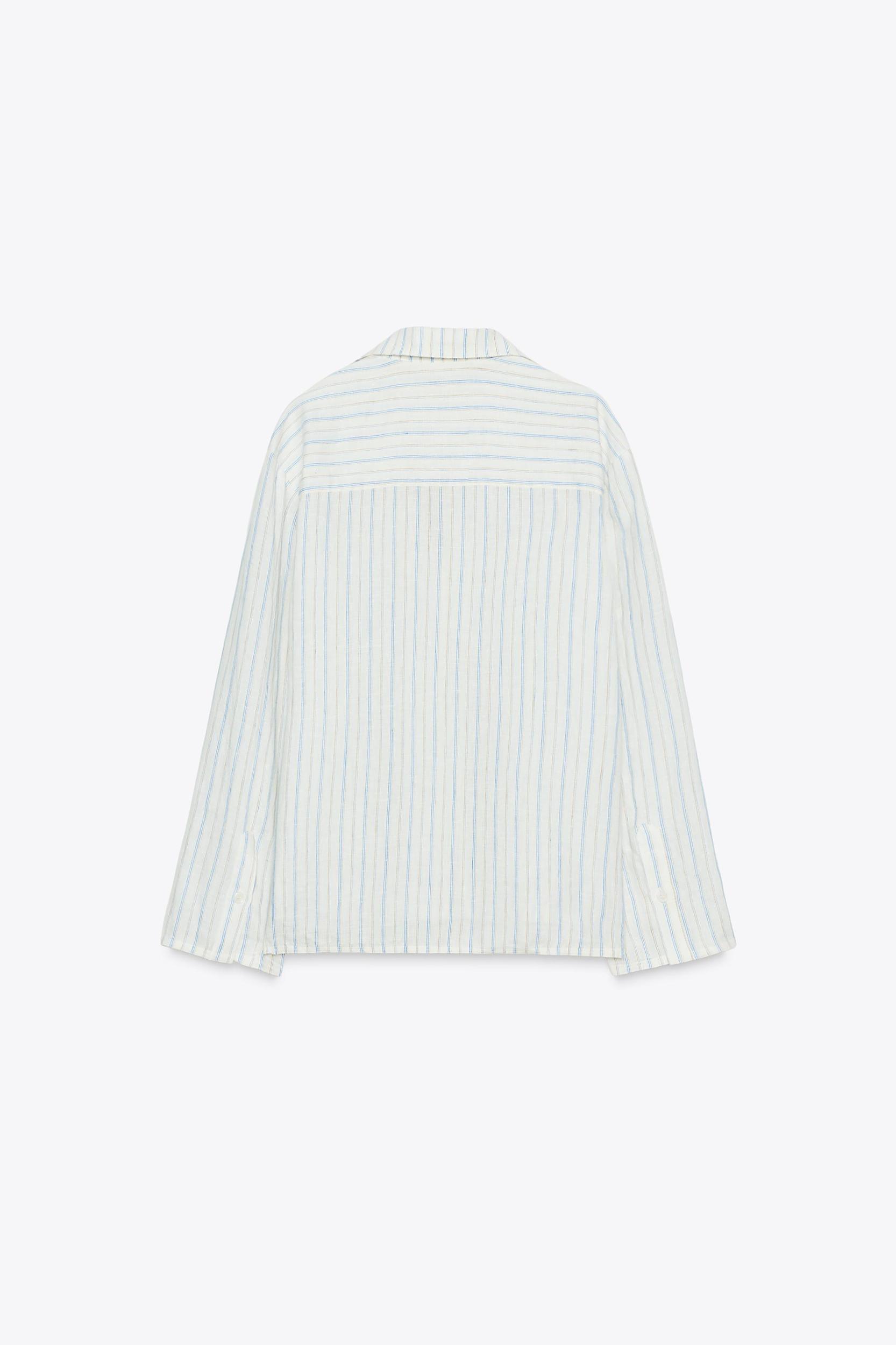 ZW COLLECTION STRIPED LINEN PAJAMA SHIRT Product Image