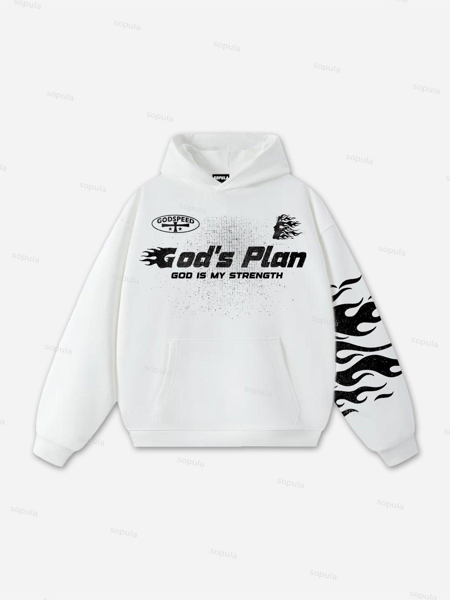 Sopula Jesus Flame Silhouette Vintage Graphic Cotton Hoodie Product Image