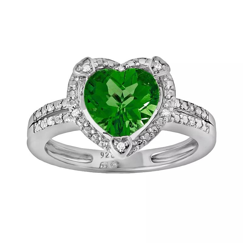 Gemminded Sterling Silver Lab-Created Ruby and Diamond Accent Heart Frame Ring, Women's, Size: 6, Red Product Image