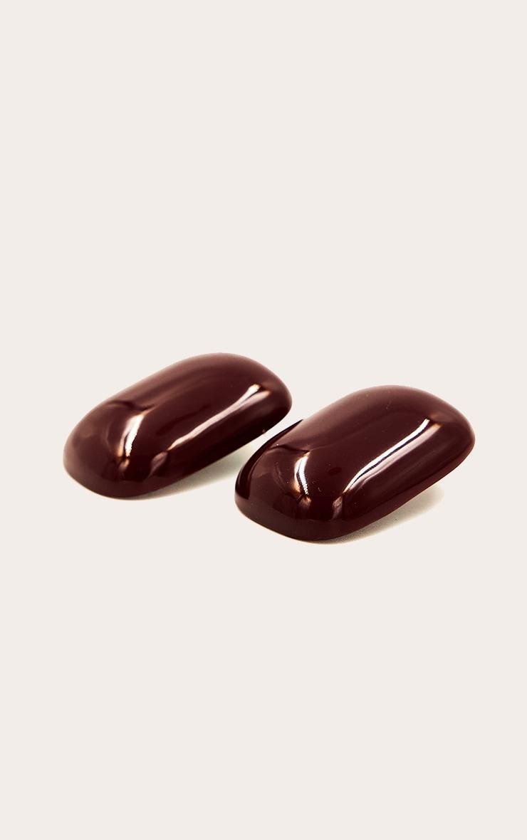 Burgundy Smooth Rectangular Stud Earrings Product Image