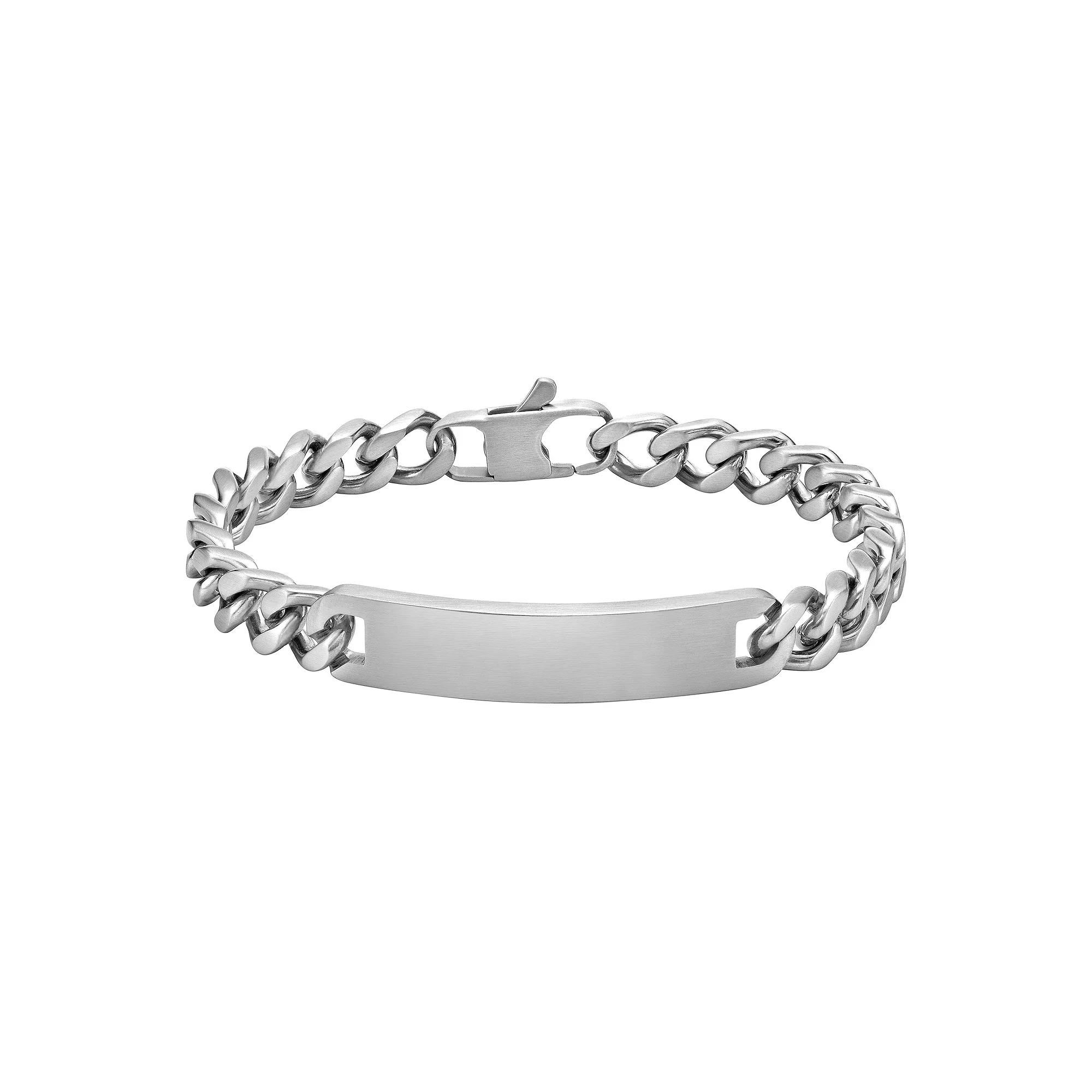 LYNX Men's Matte Stainless Steel Curb Chain ID Bracelet, Size: 8.5" Product Image