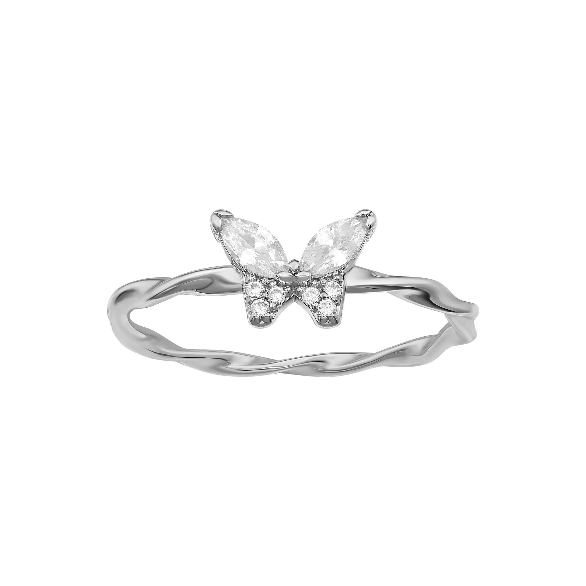 PRIMROSE Sterling Silver Cubic Zirconia Butterfly Ring, Women's, Size: 7 Product Image