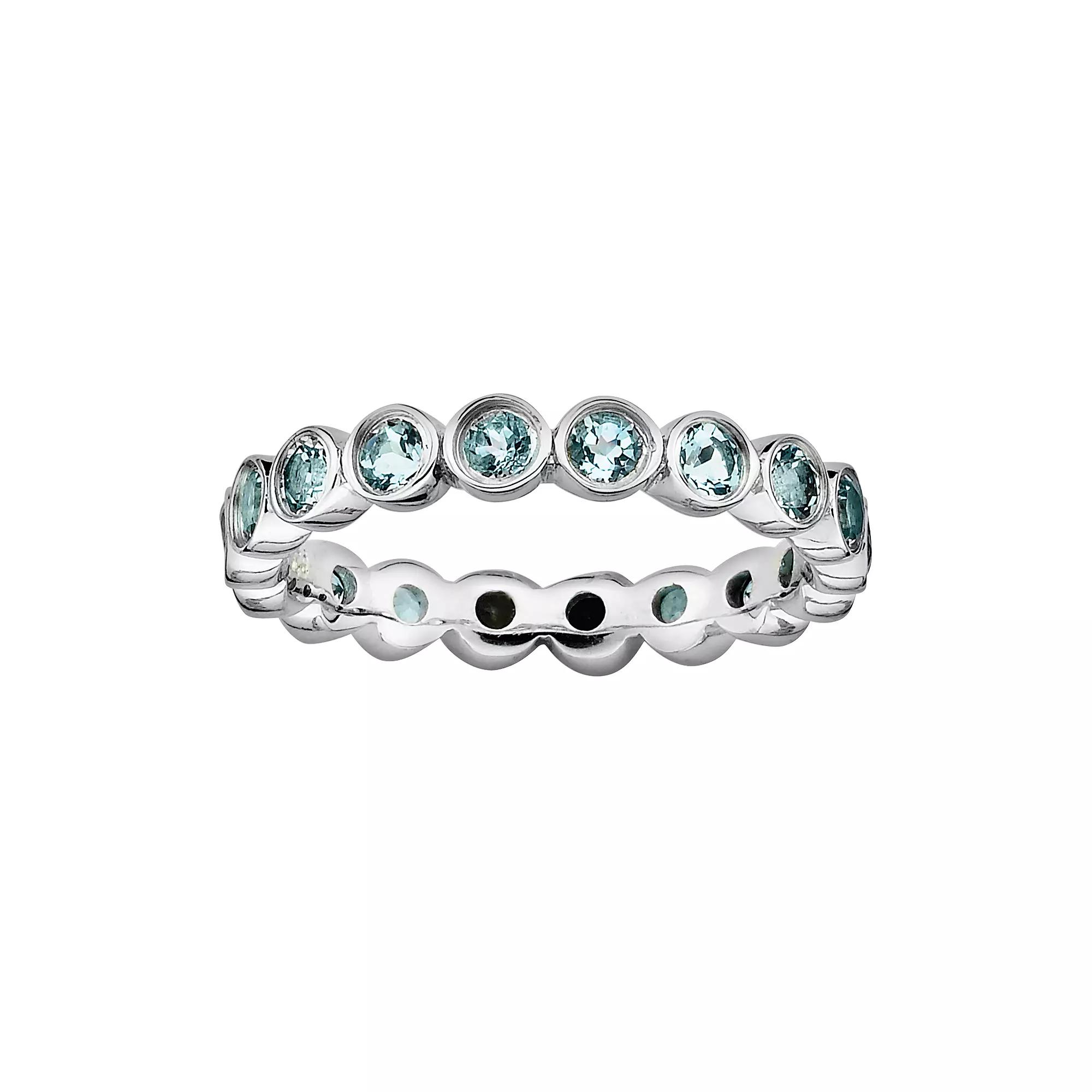 Stacks & Stones Sterling Silver Aquamarine Stack Ring, Women's, Size: 9 Product Image