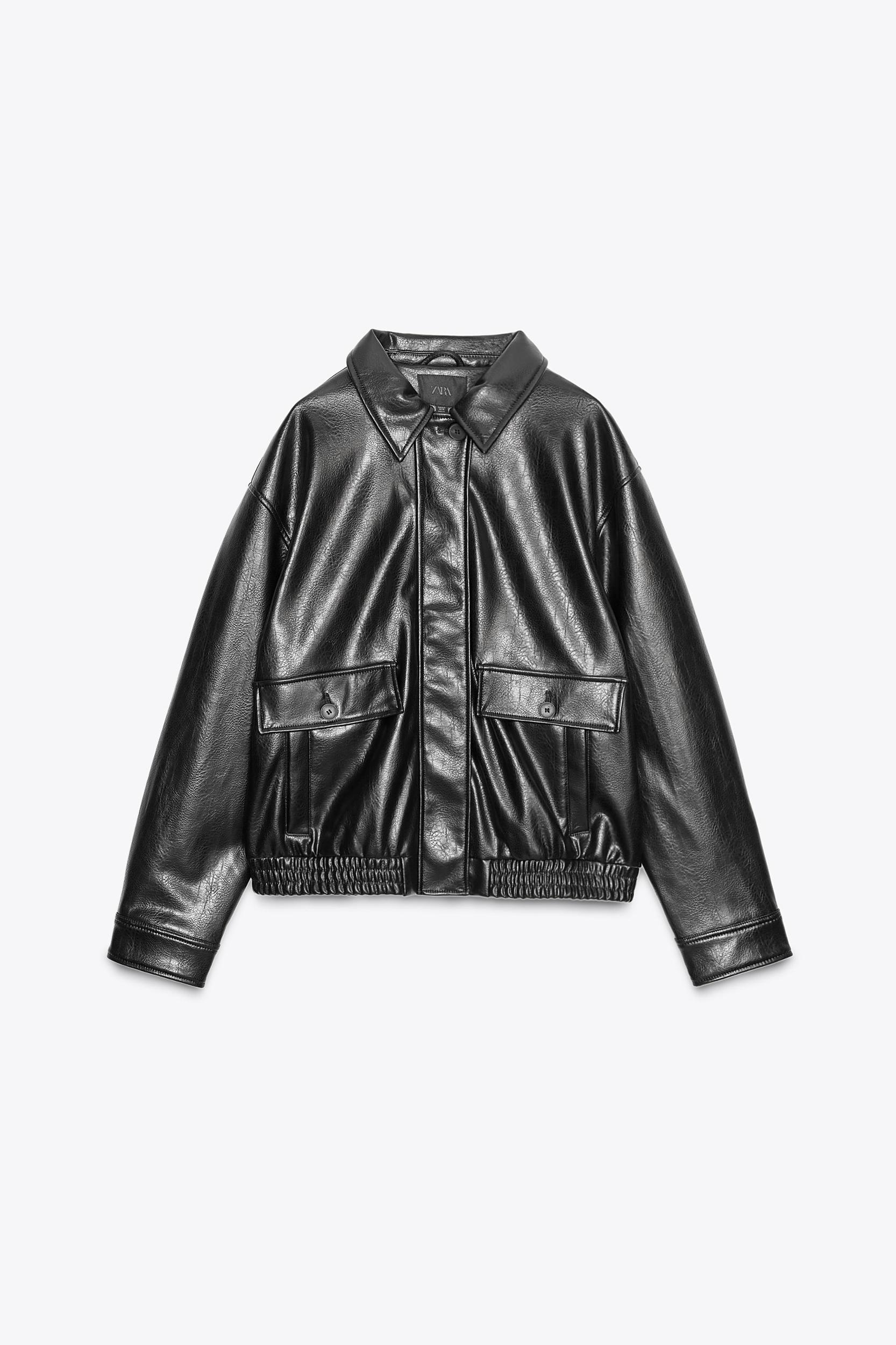 FAUX LEATHER BOMBER JACKET Product Image