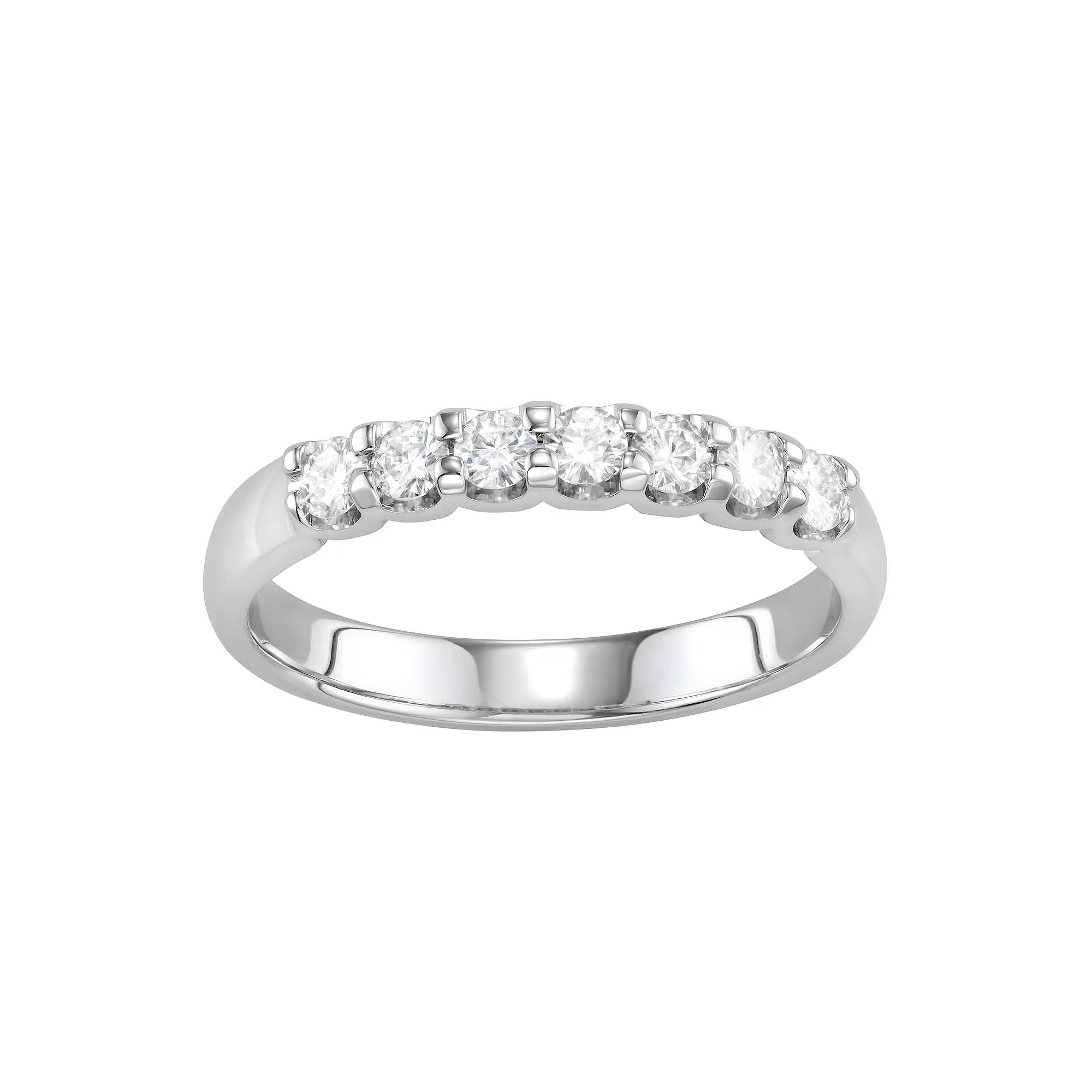 Charles & Colvard 14k Gold 3/8 Carat T.W. Lab-Created Moissanite Seven Stone Ring, Women's, Size: 5, White Product Image