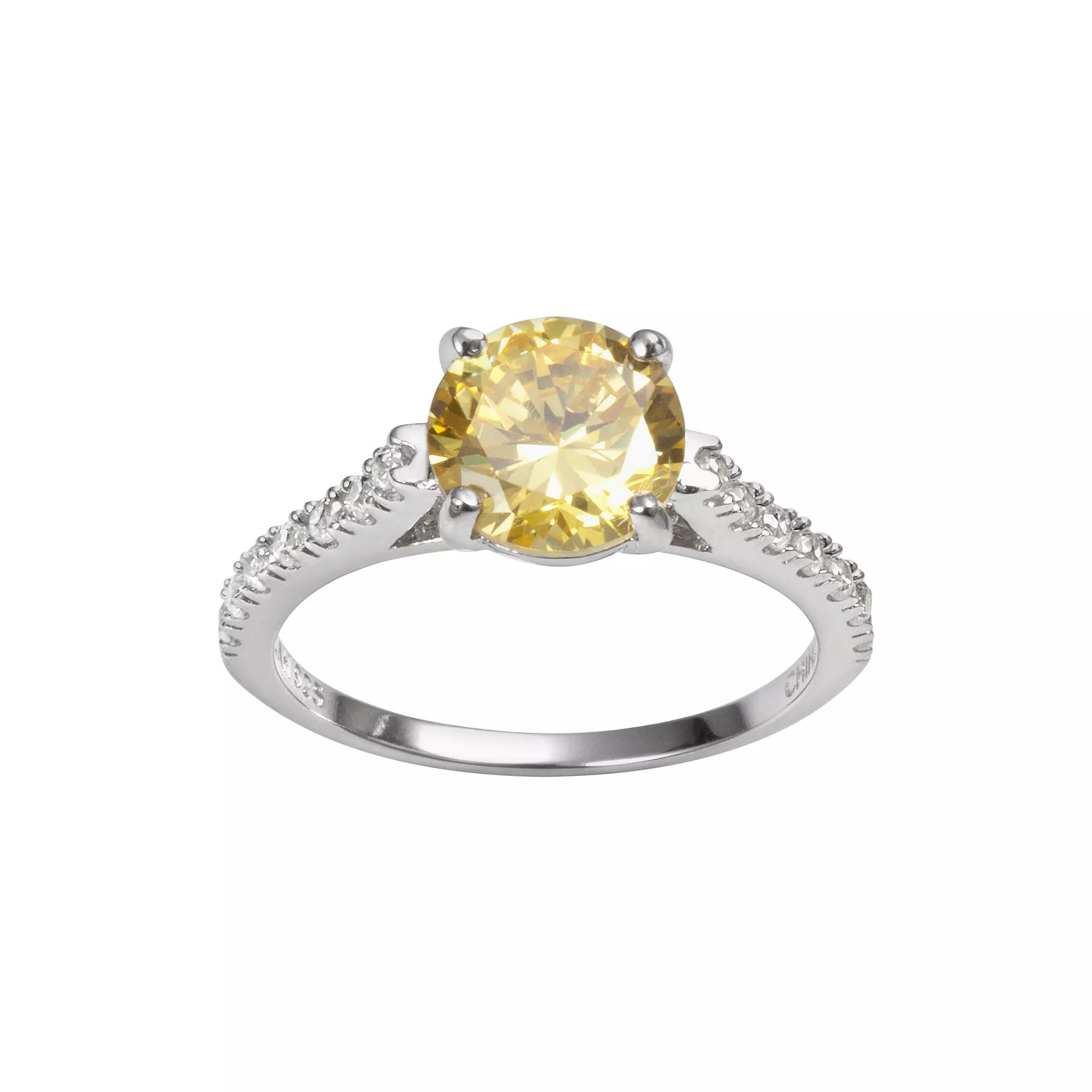 Sophie Miller Sterling Silver Yellow & White Cubic Zirconia Ring, Women's, Size: 8 Product Image