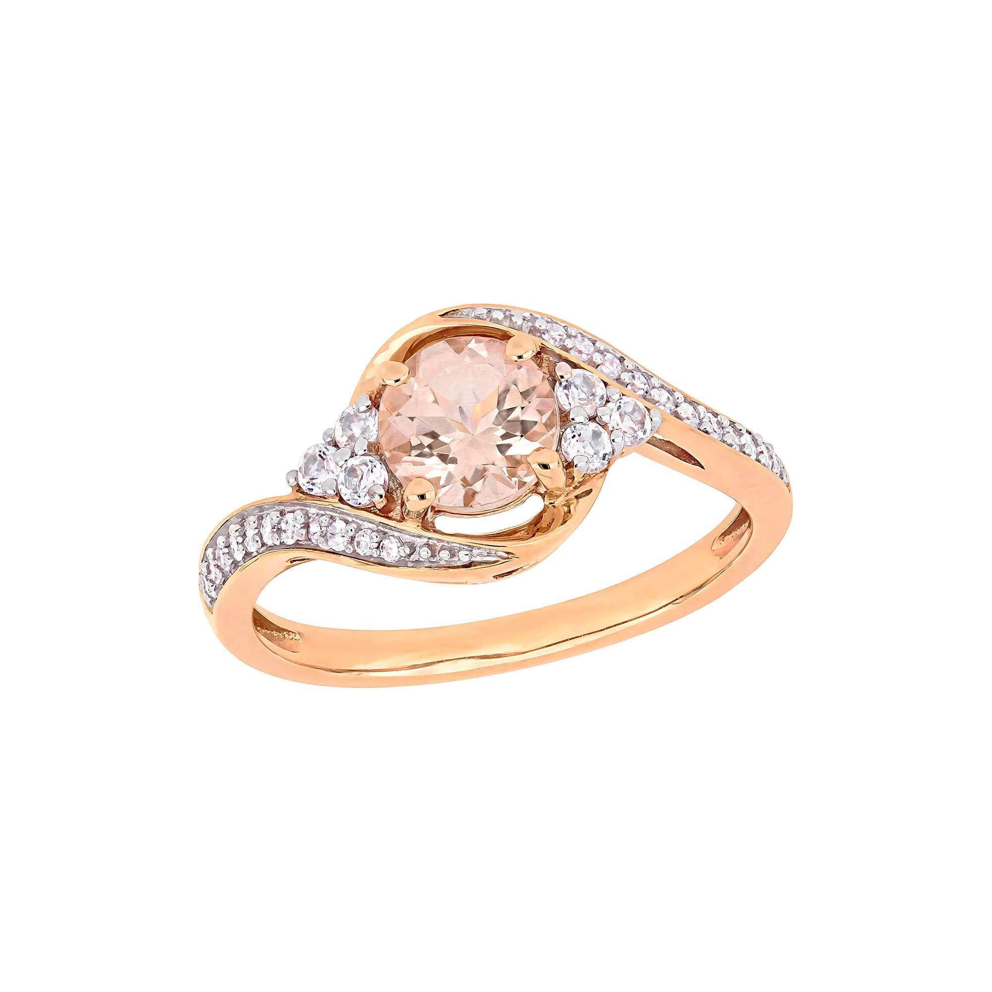 Women's Stella Grace 10K Gold 1/10ct Diamond & Morganite White Topaz Ring, Size: 5, 10k Pink Product Image