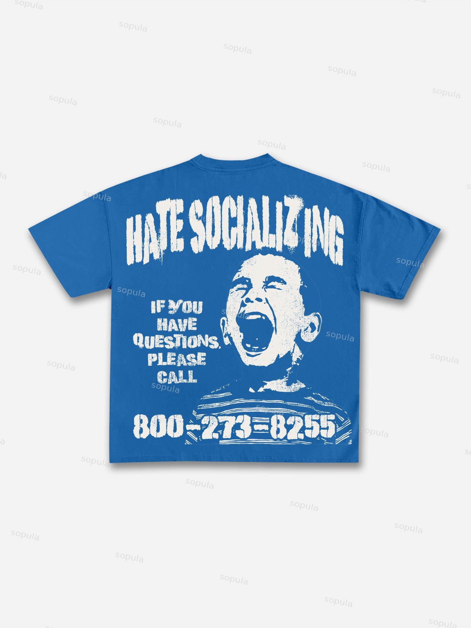 Mental Health Counseling Hate Socializing Vintage Graphic Cotton T-shirt Product Image