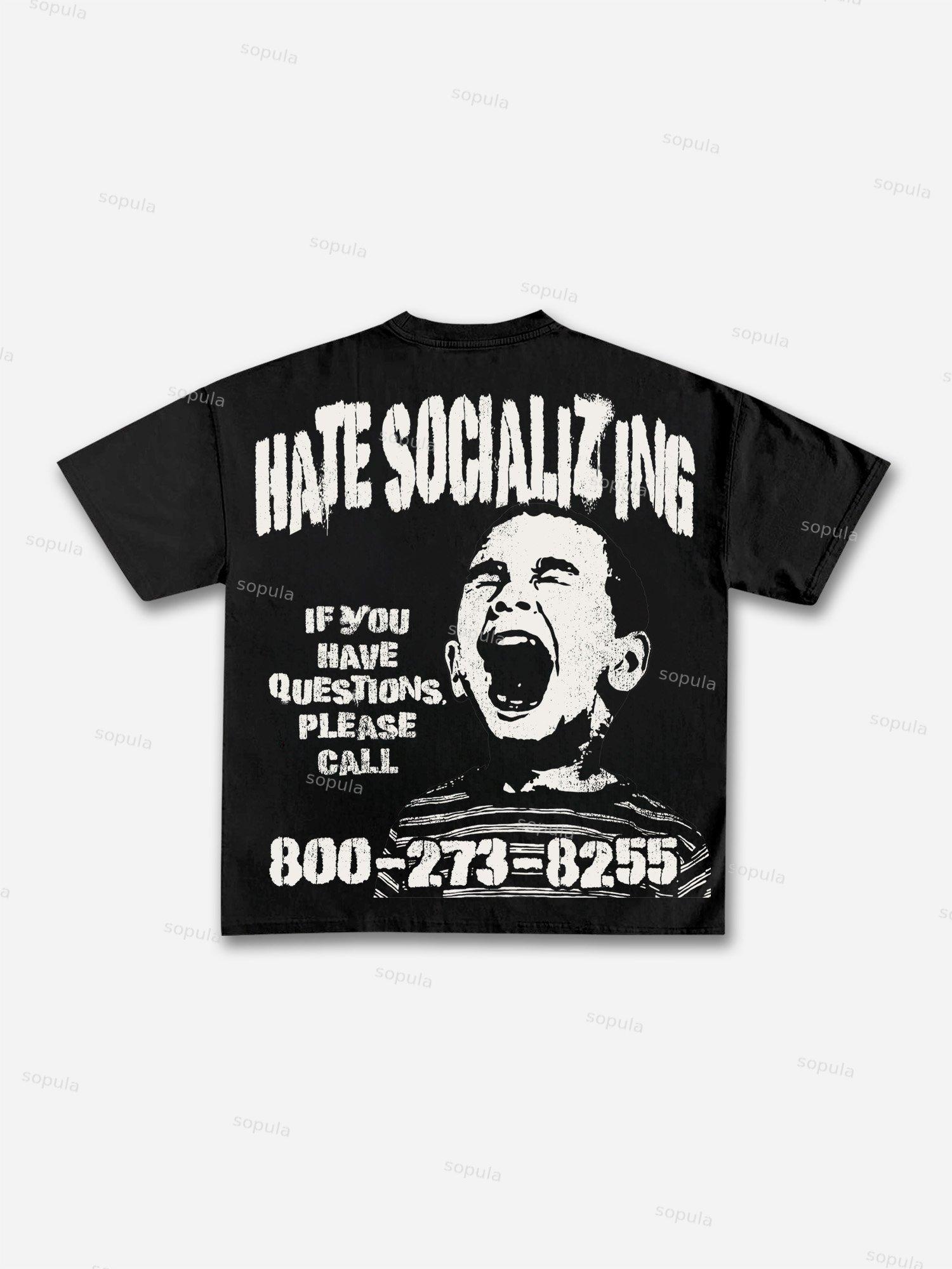Mental Health Counseling Hate Socializing Vintage Graphic Cotton T-shirt Product Image