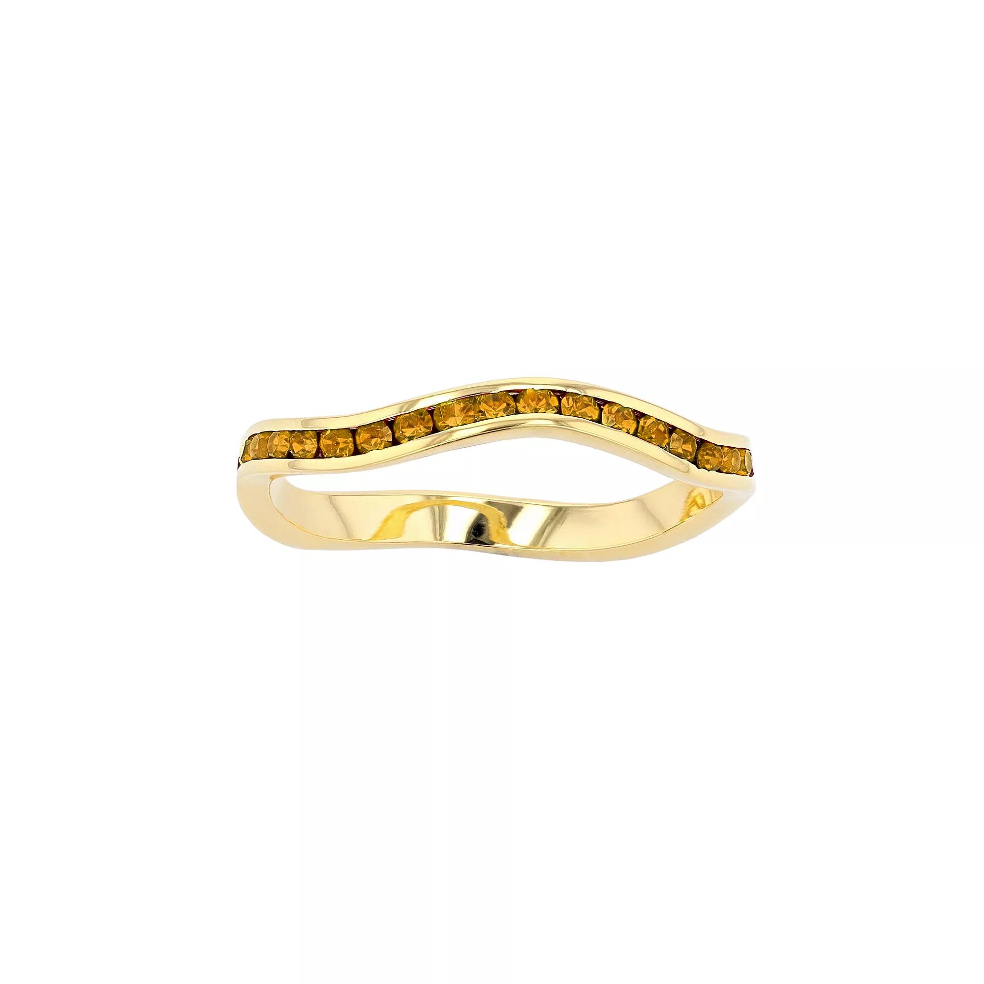 Traditions Jewelry Company 18k Gold Over Silver Birthstone Crystal Wave Ring, Women's, Size: 5, Gold Over Sterling Nov Product Image