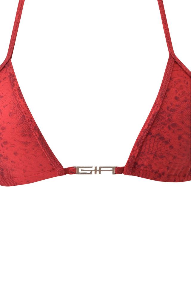 AVA BIKINI TOP - RED SERPENTINE Product Image