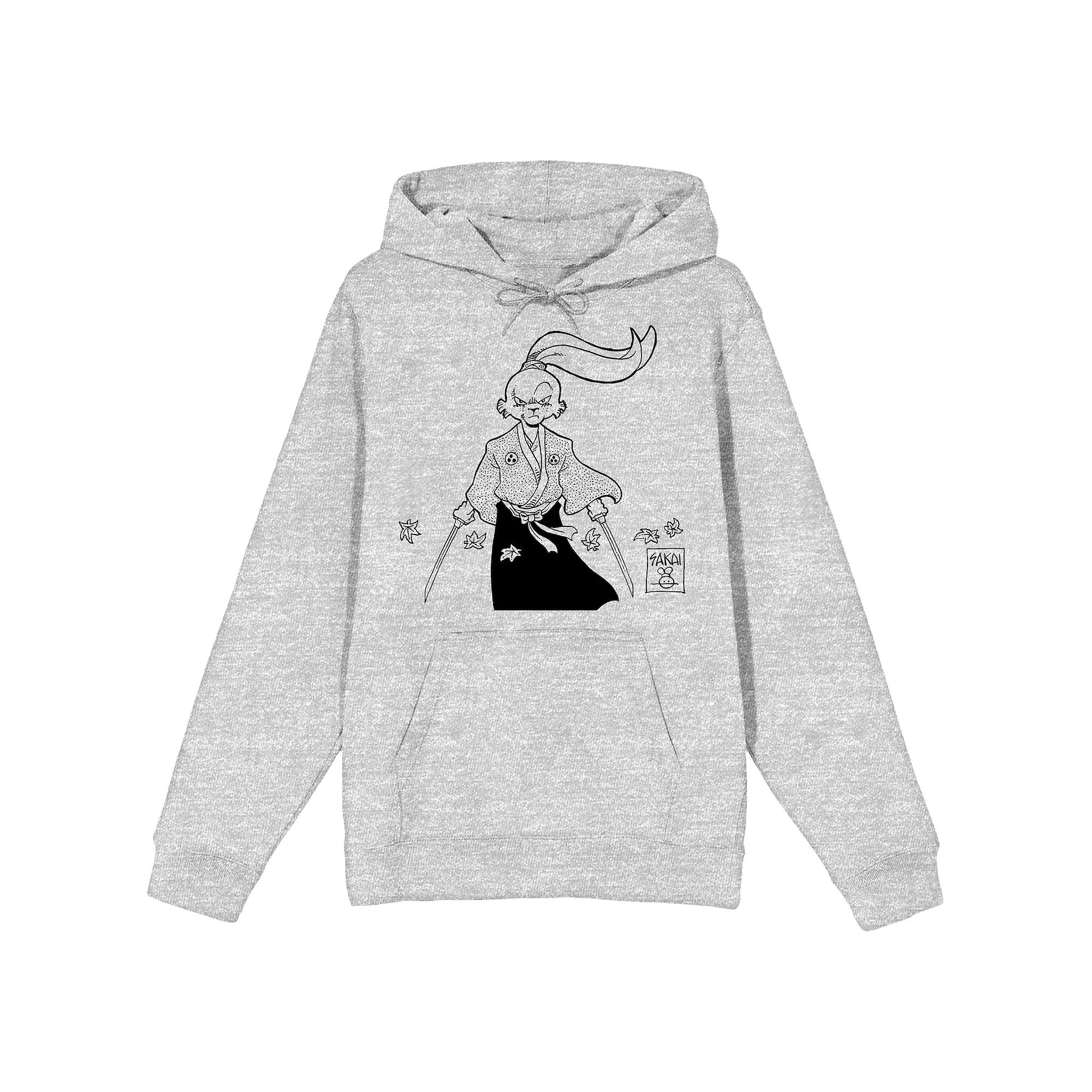 Men's Usagi Yojimbo Sakai With Two Swords Graphic Hoodie, Size: Medium, Gray Product Image