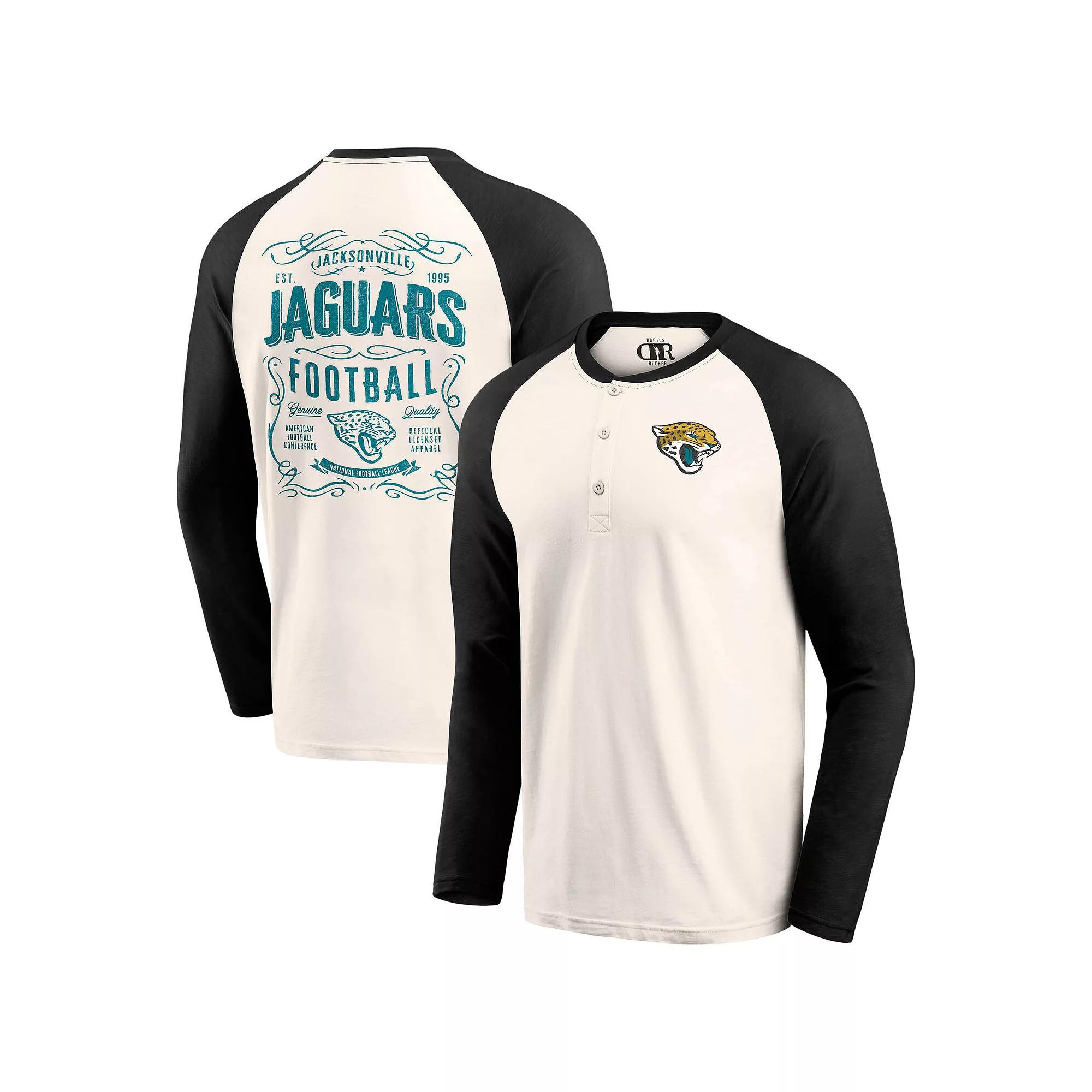 Men's Darius Rucker Collection by Fanatics Cream/Black Jacksonville Jaguars Raglan Henley T-Shirt, Size: 3XL, Beige Product Image