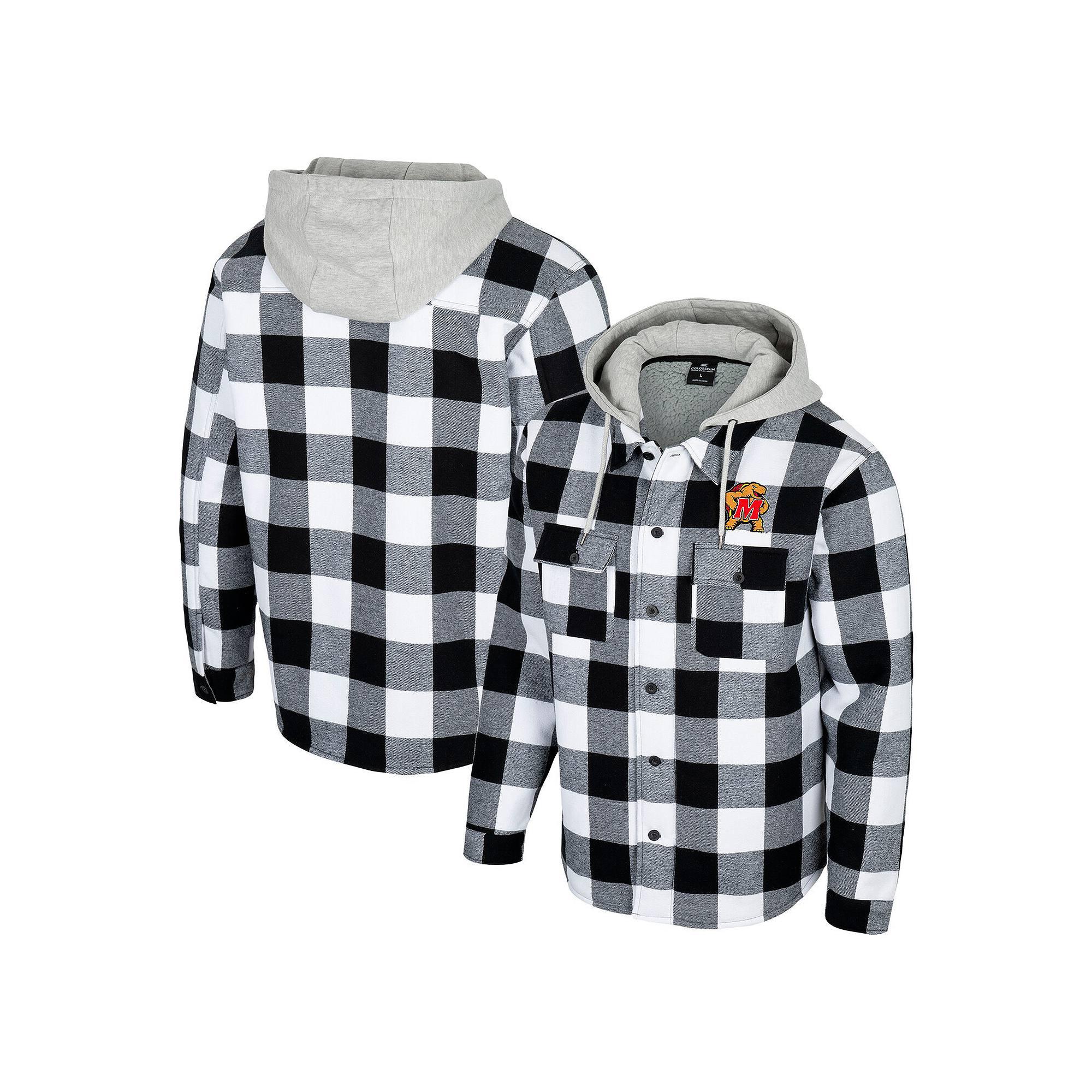 Men's Colosseum Black/White Oklahoma State Cowboys Buffalo Plaid Full-Zip Jacket, Size: XL Product Image