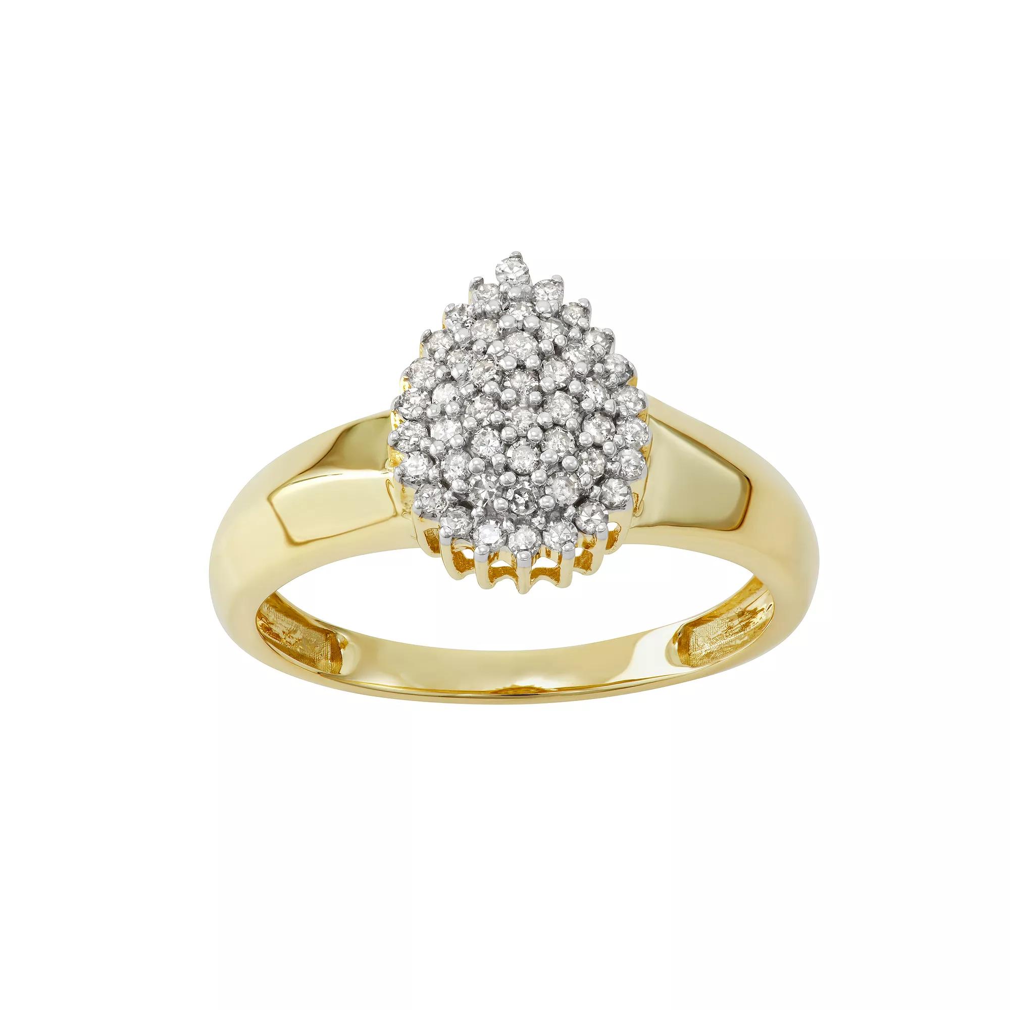 10k Gold 1/3 Carat T.W. Diamond Cocktail Ring, Women's, Size: 8 Product Image