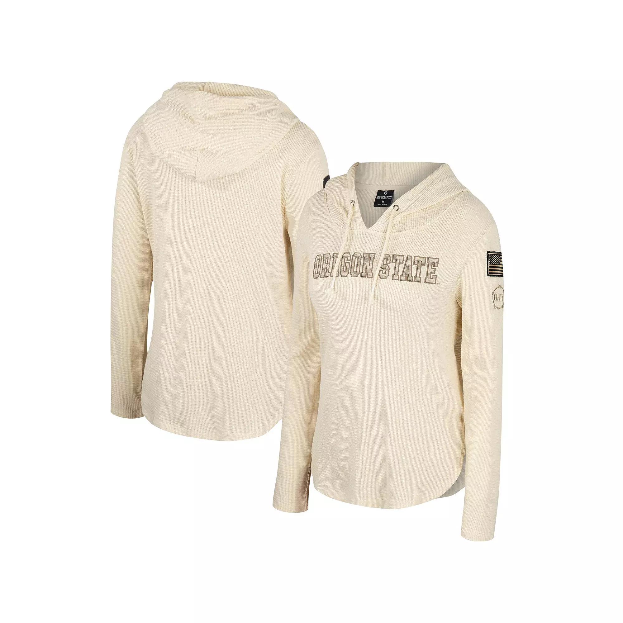 Women's Colosseum Cream Oregon State Beavers OHT Military Appreciation Casey Raglan Long Sleeve Hoodie T-Shirt,  Product Image