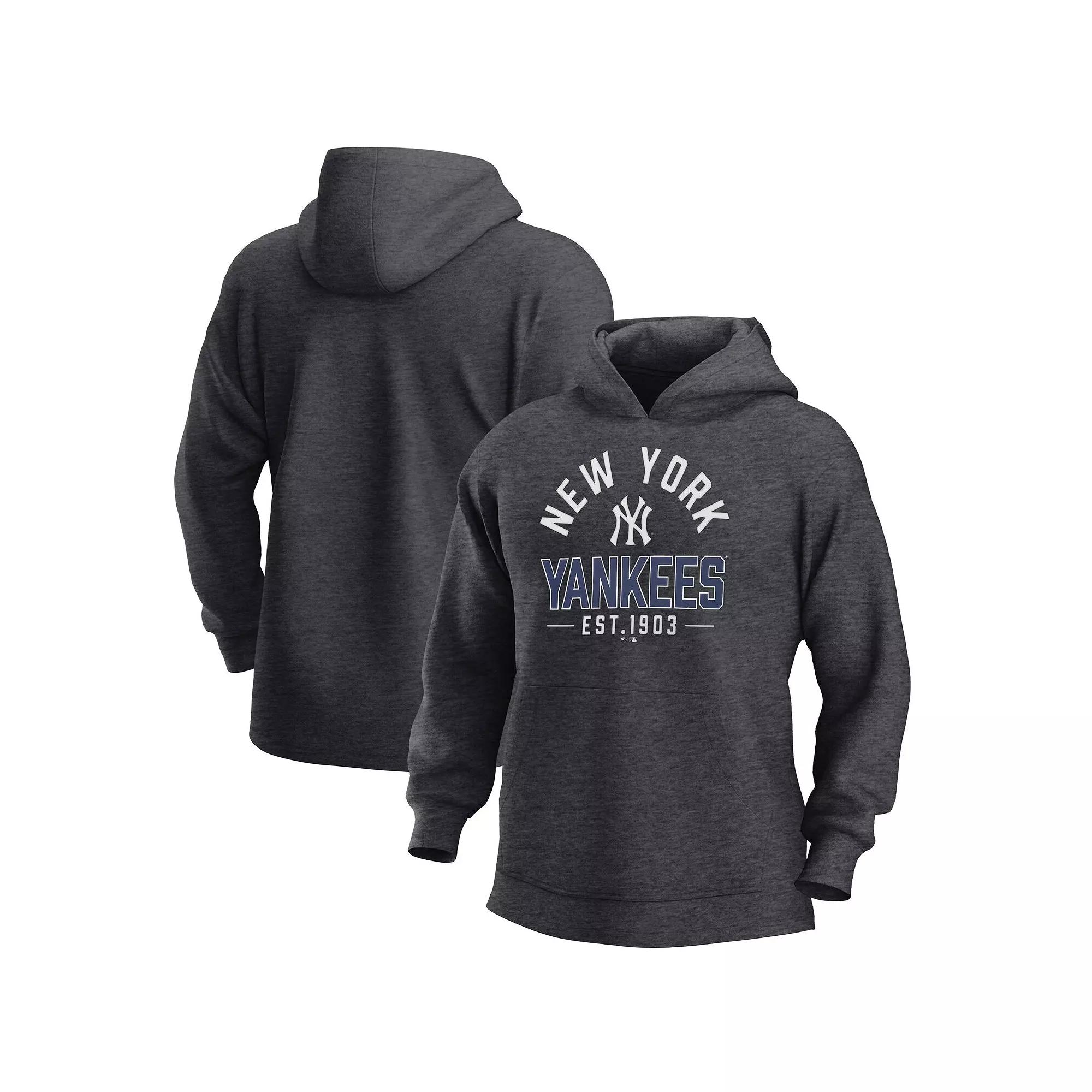 Men's Fanatics  Heather Charcoal New York Yankees Fleece Pullover Hoodie, Size: 3XL Product Image