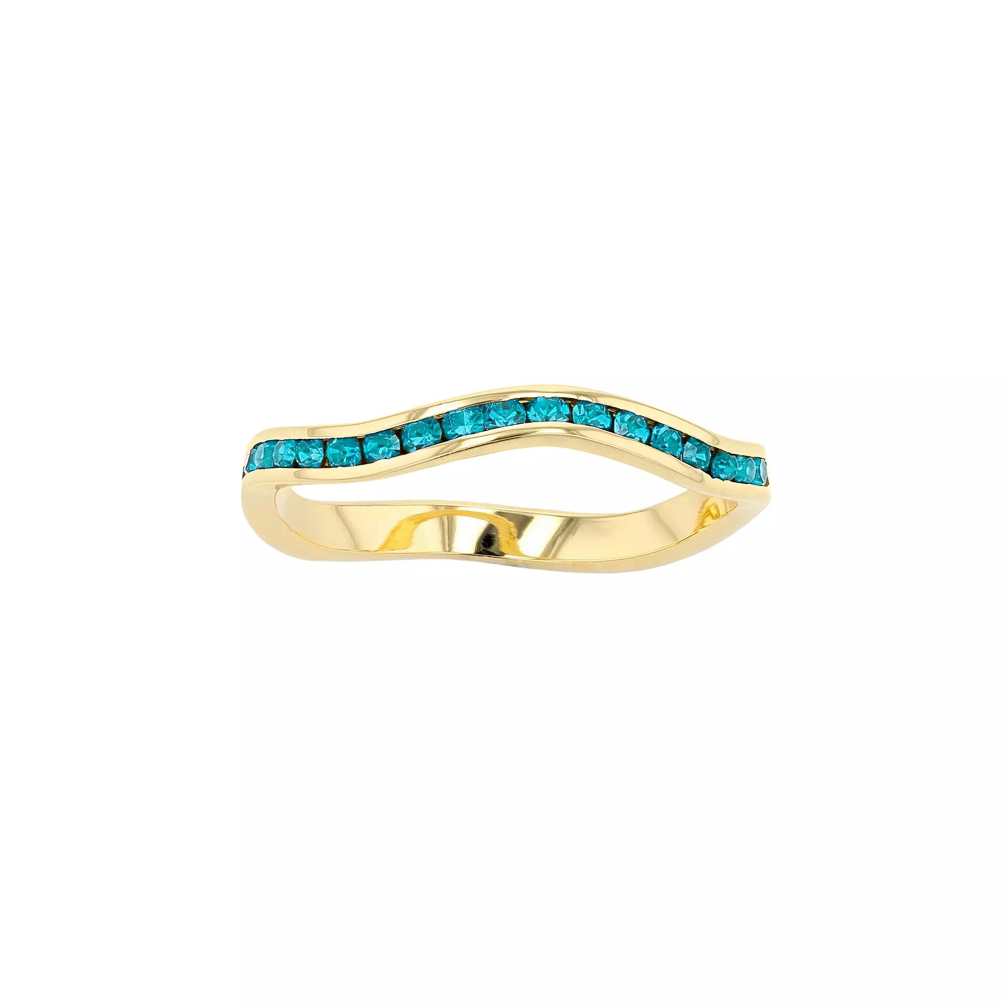 Traditions Jewelry Company 18k Gold Over Silver Birthstone Crystal Wave Ring, Women's, Size: 9, Gold Over Sterling Dec Product Image