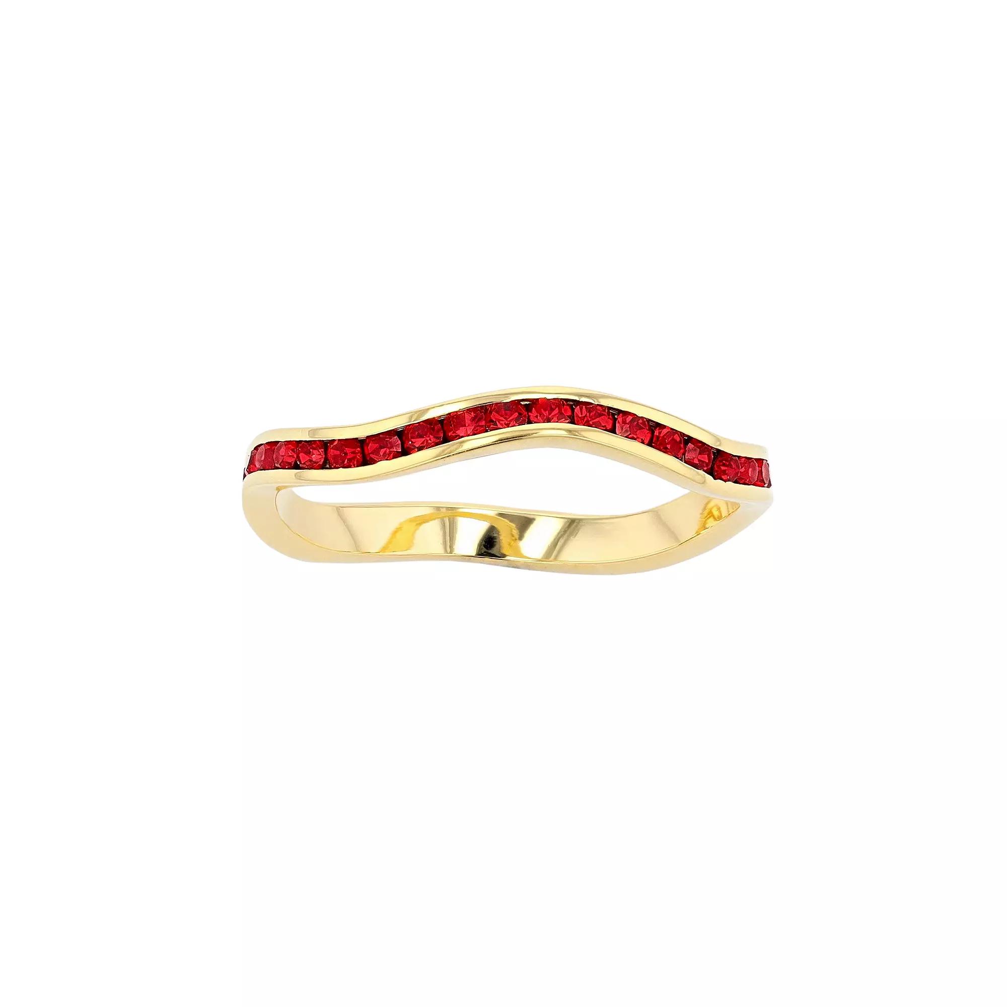 Traditions Jewelry Company 18k Gold Over Silver Birthstone Crystal Wave Ring, Women's, Size: 5, Gold Over Sterling Sep Product Image