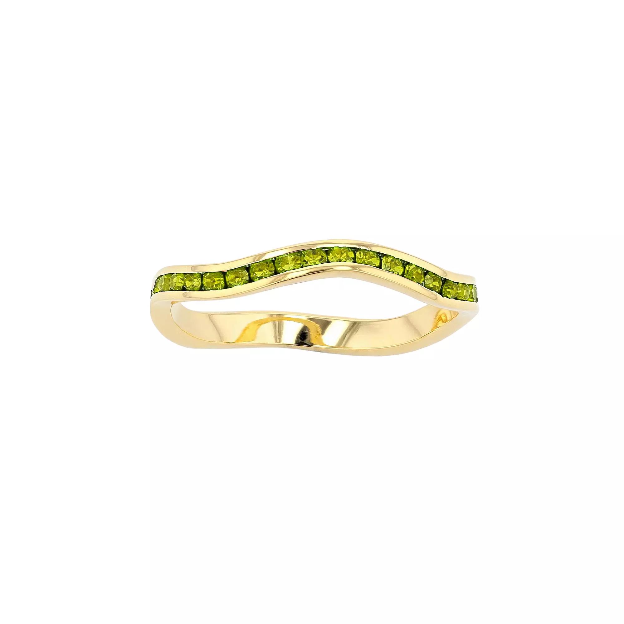 Traditions Jewelry Company 18k Gold Over Silver Birthstone Crystal Wave Ring, Women's, Size: 5, Gold Over Sterling Nov Product Image