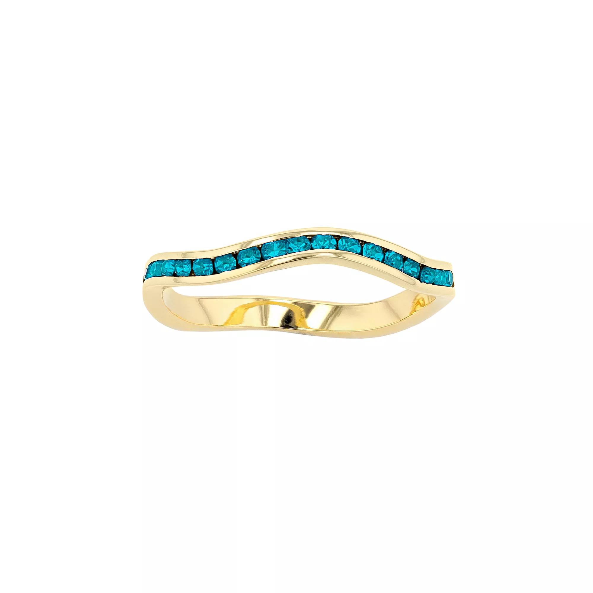 Traditions Jewelry Company 18k Gold Over Silver Birthstone Crystal Wave Ring, Women's, Size: 9, Gold Over Sterling Dec Product Image