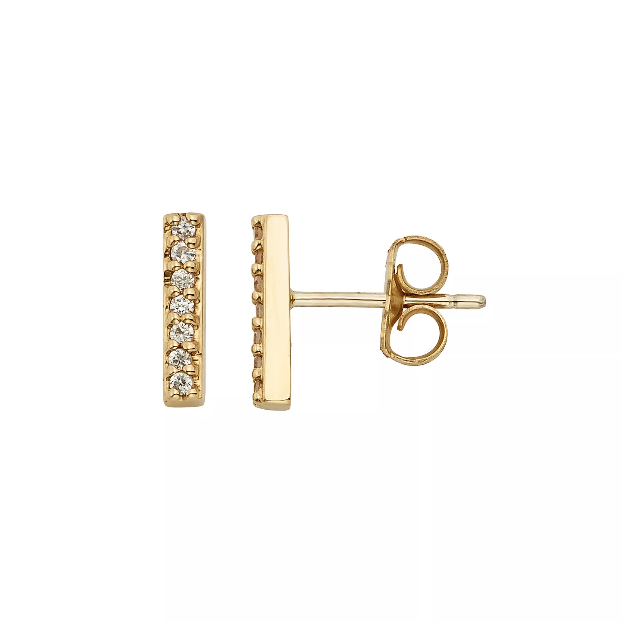 1/10 Carat T.W. Diamond 10k Gold Stick Stud Earrings, Women's, Yellow Product Image