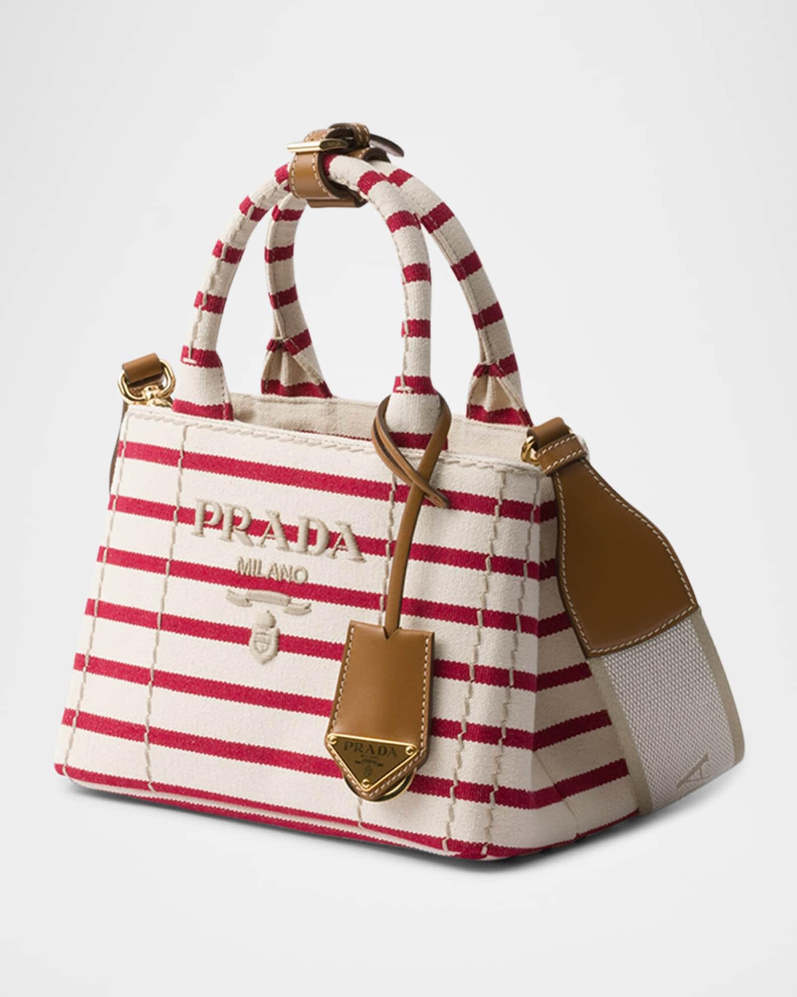 Striped Cotton Canvas Mini Top-Handle Bag Product Image