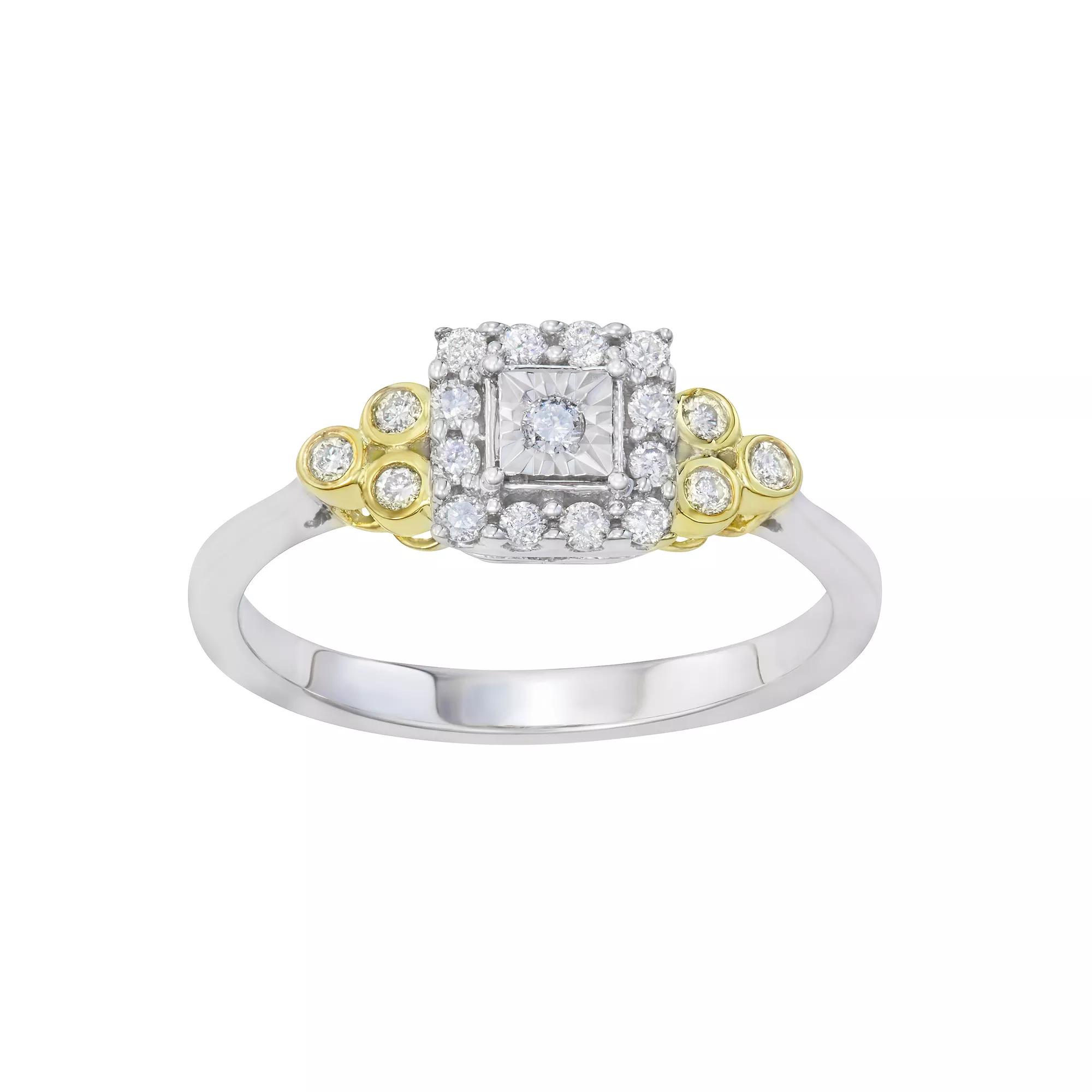 Two Tone 10k Gold 1/4 Carat T.W. Diamond Ring, Women's, Size: 8, 10k Two Tone Product Image