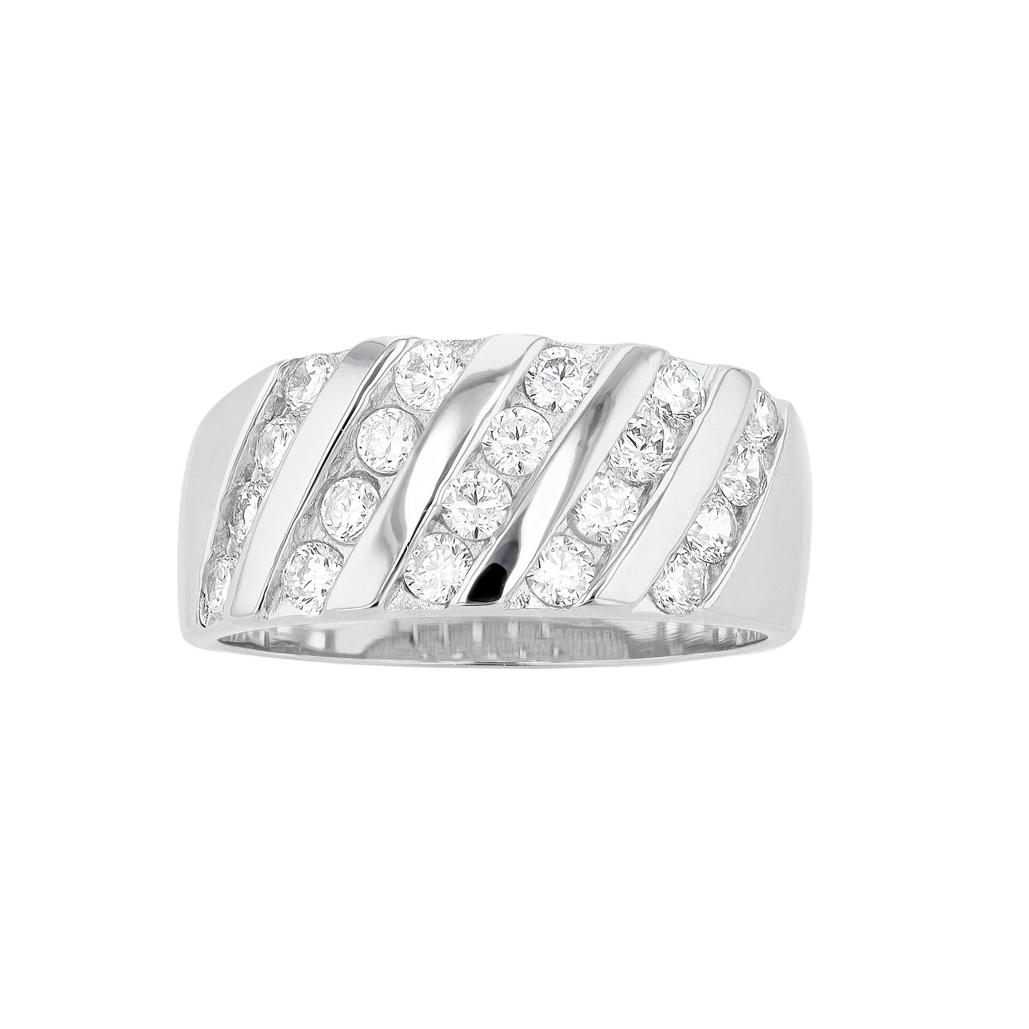 A&M Sterling Silver 5 Row Crystal Ring, Women's,  Product Image