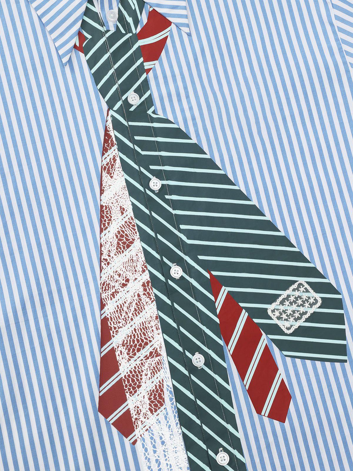 Aelfric Eden Necktie Graphic Stripe Long Sleeve Shirt Product Image