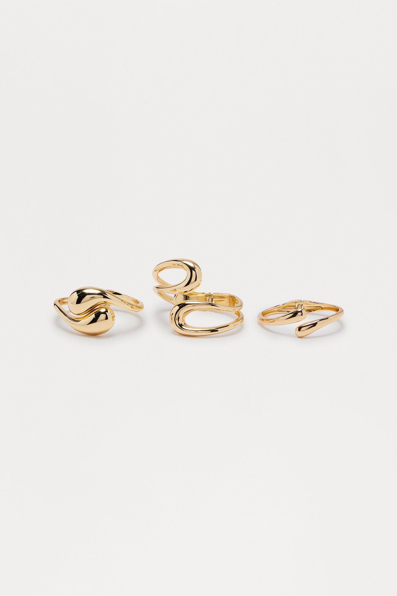 Jude Abstract 3 Piece Bracelet Set - Gold Product Image