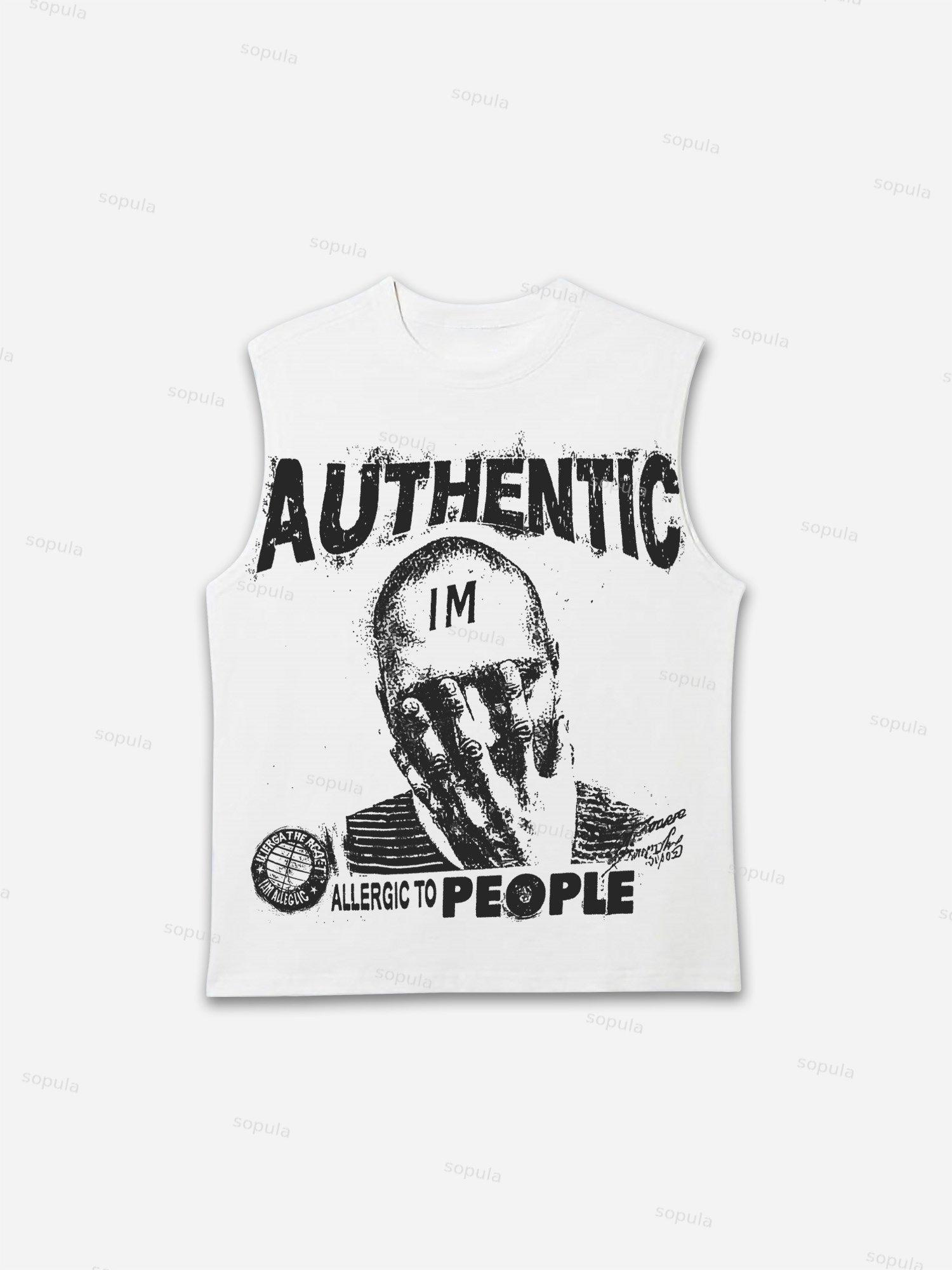 Sopula Retro I Am Allergic To People Graphic Tank Top Product Image