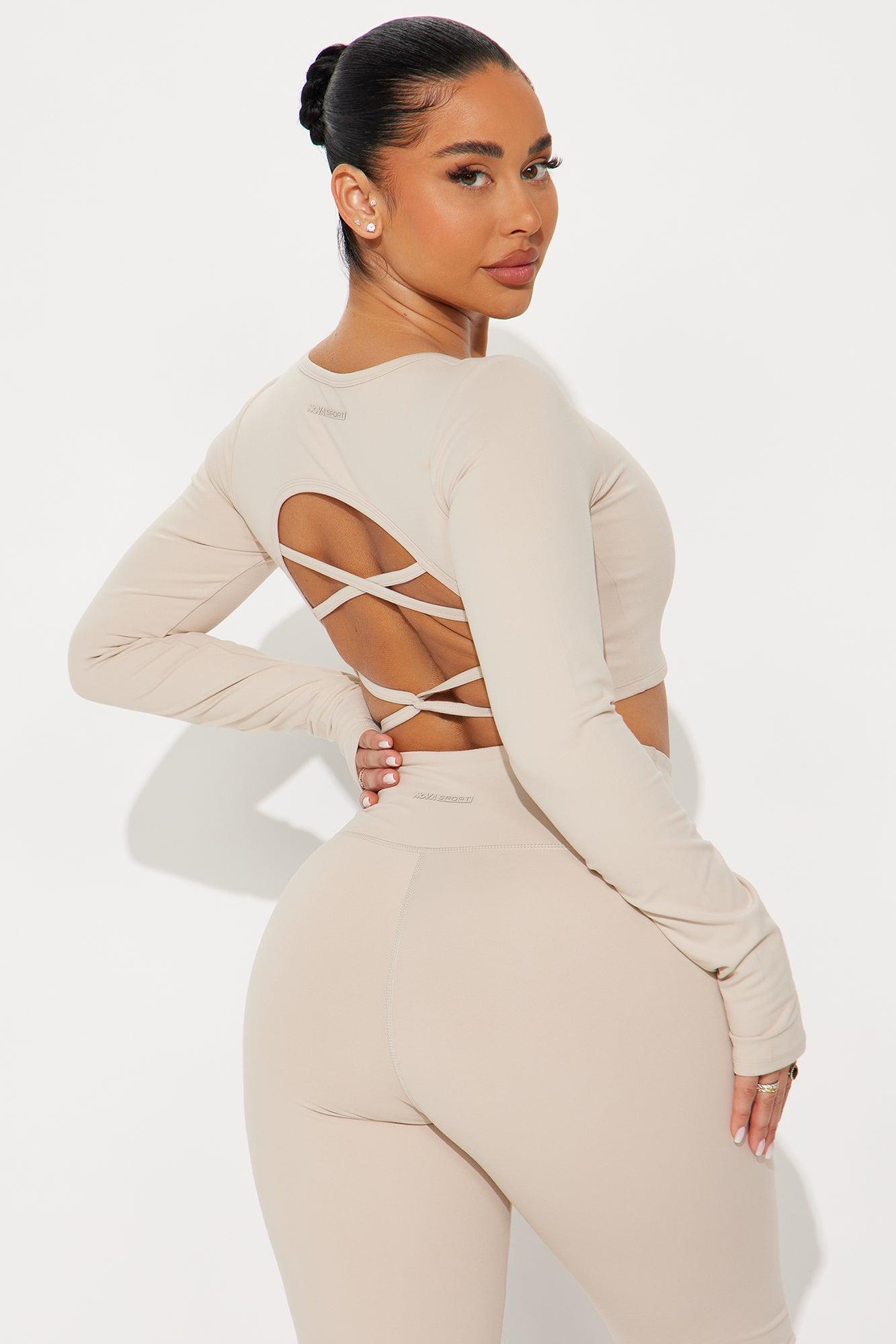 Across Your Core Super Soft Active Top - Light Taupe Product Image