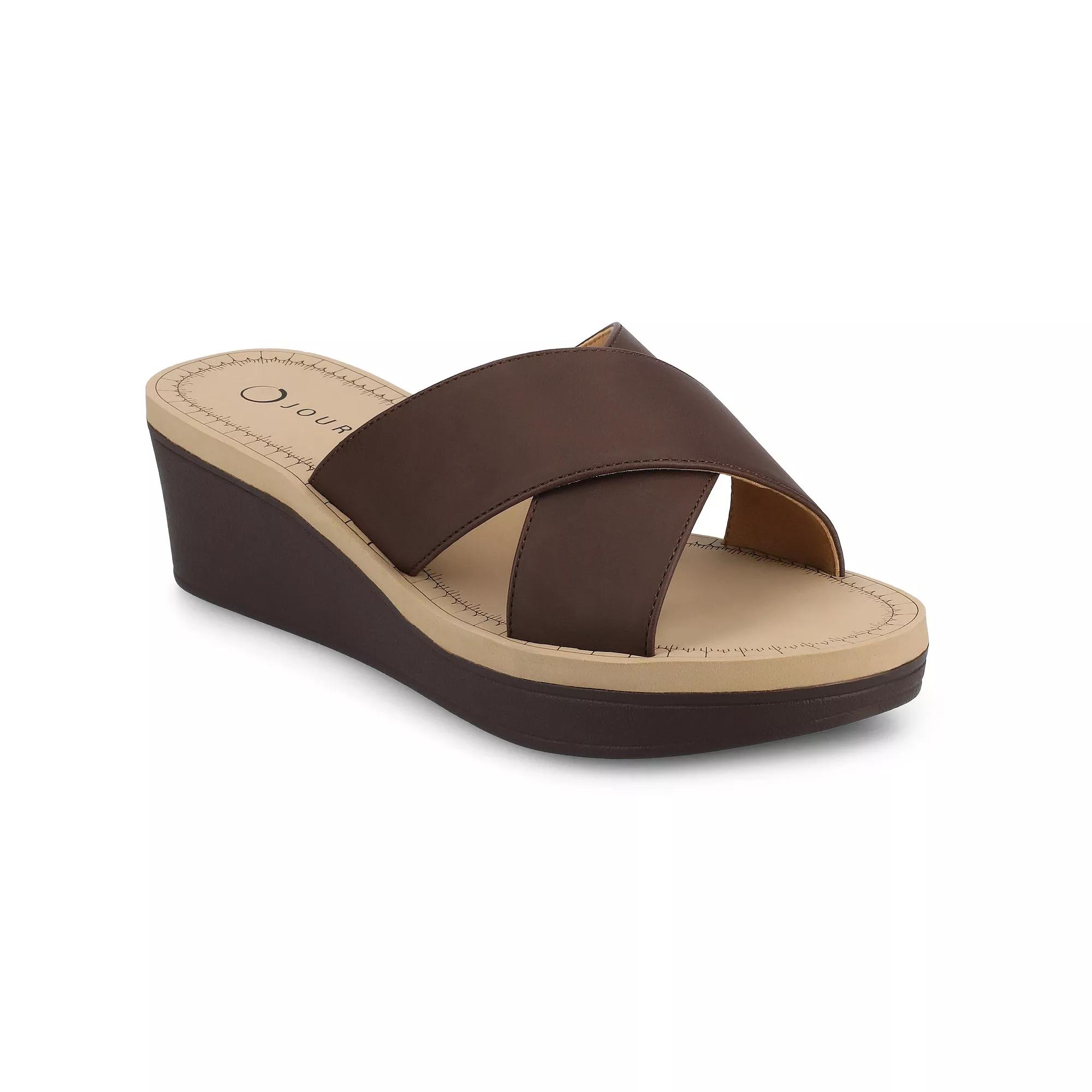 Journee Biara Women's Slip On Platform Wedge Sandals,  Product Image