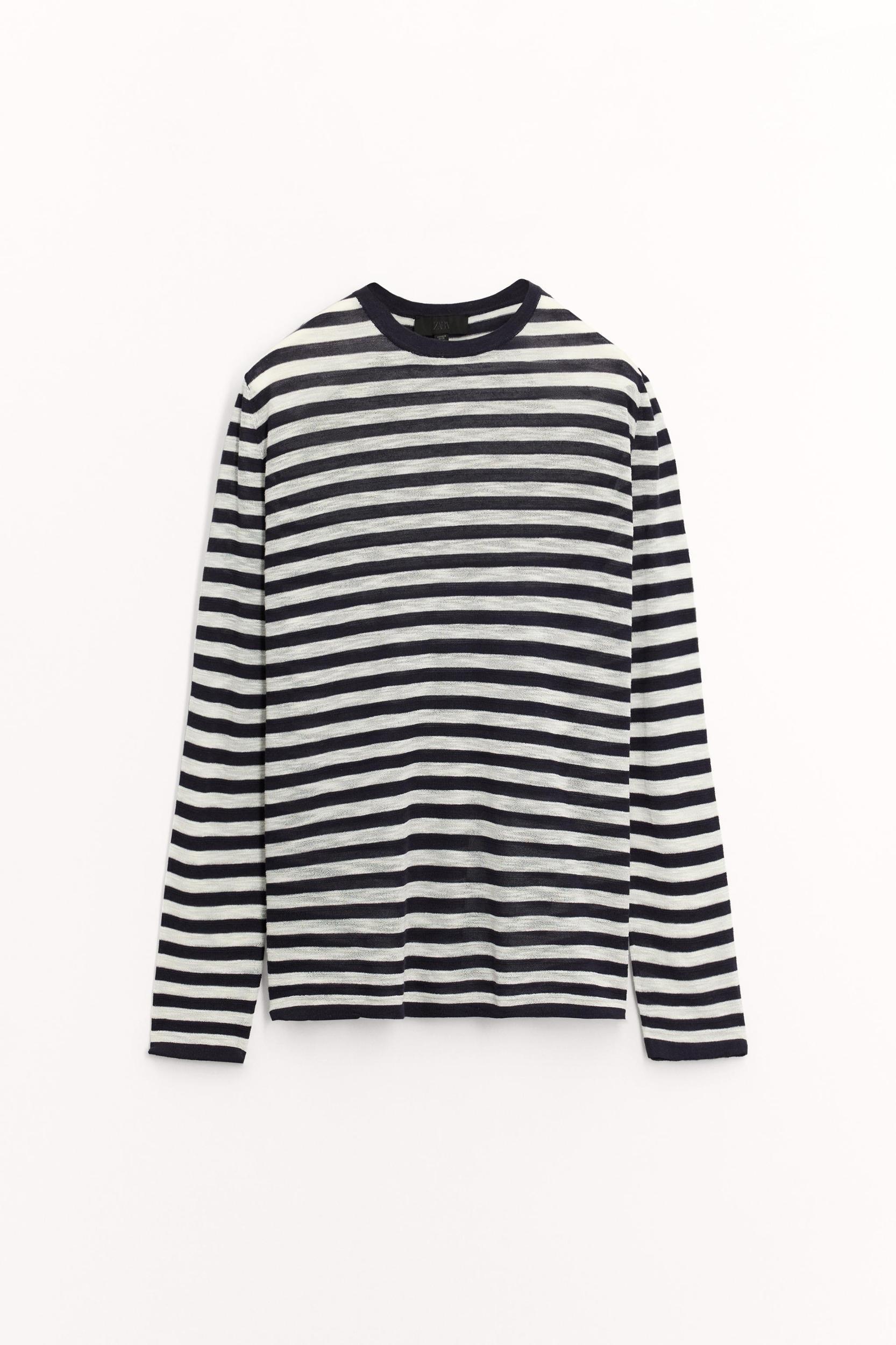 STRIPED FINE KNIT SWEATER Product Image