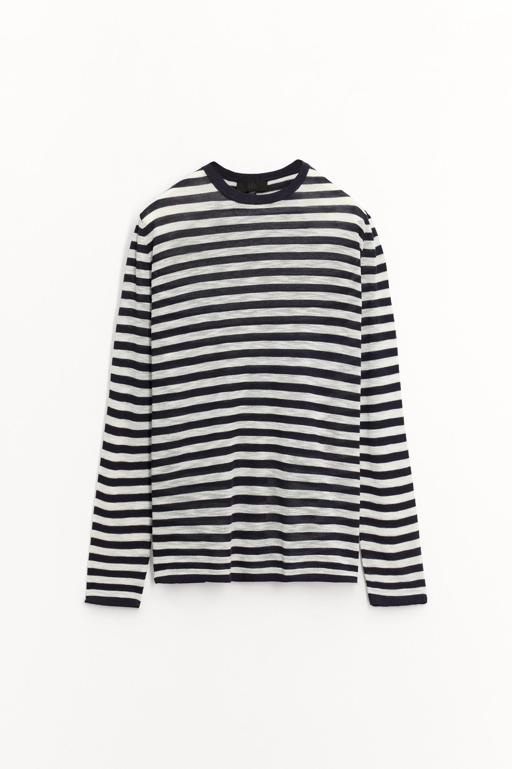 STRIPED FINE KNIT SWEATER Product Image