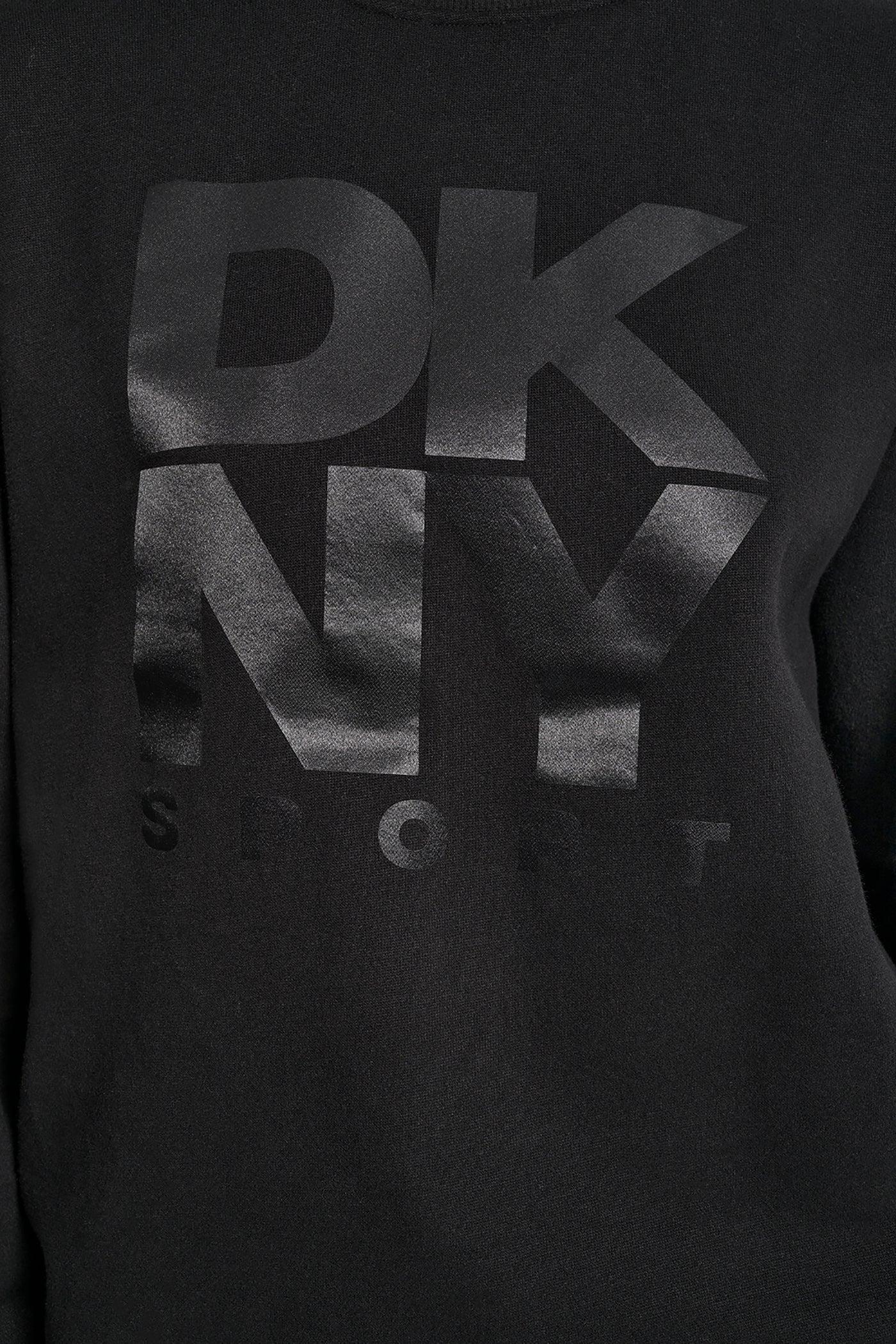 STACKED SATIN LOGO LONG LINE CREW NECK PULLOVER Product Image