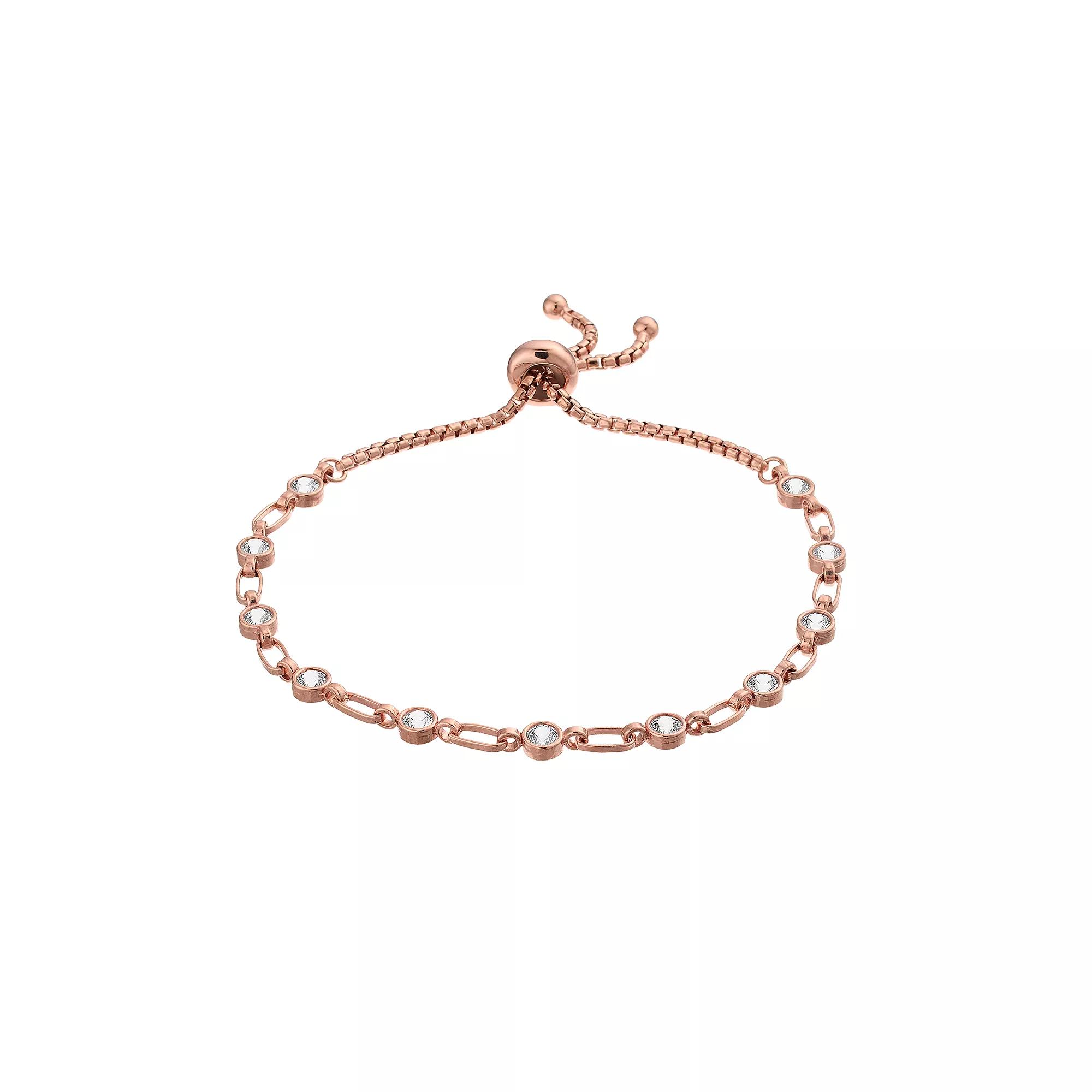 Kristen Kesho Sterling Silver Lab-Created White Sapphire Tennis Adjustable Bolo Bracelet, Women's,  Product Image