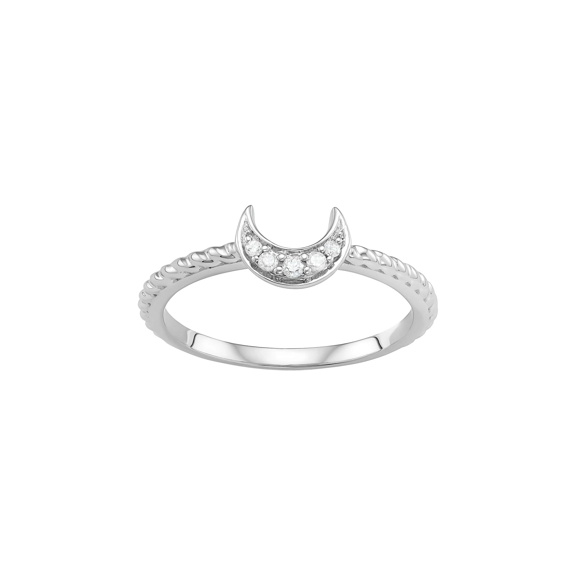Jewelexcess Sterling Silver Diamond Accent Half Moon Ring, Women's,  Product Image