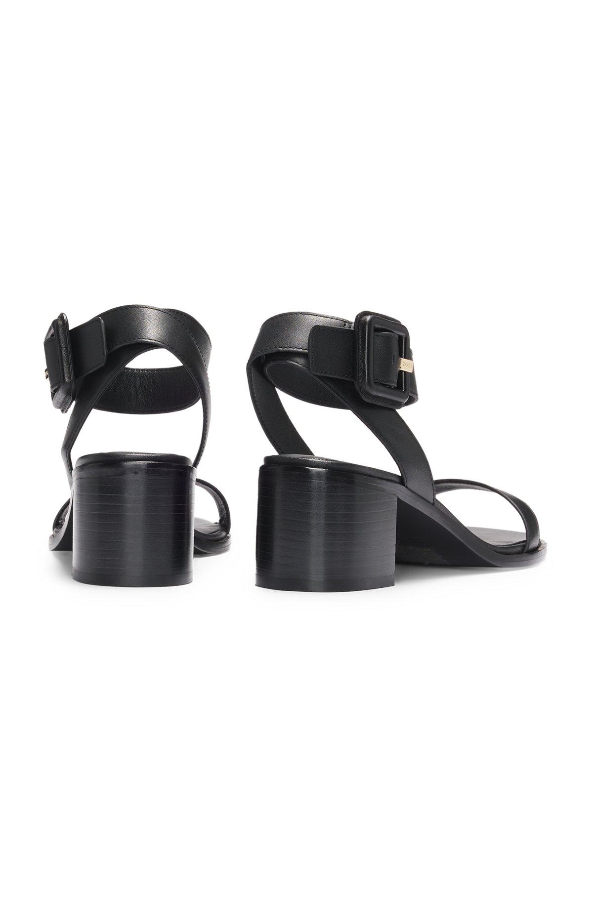 Leather sandals with block heel Product Image